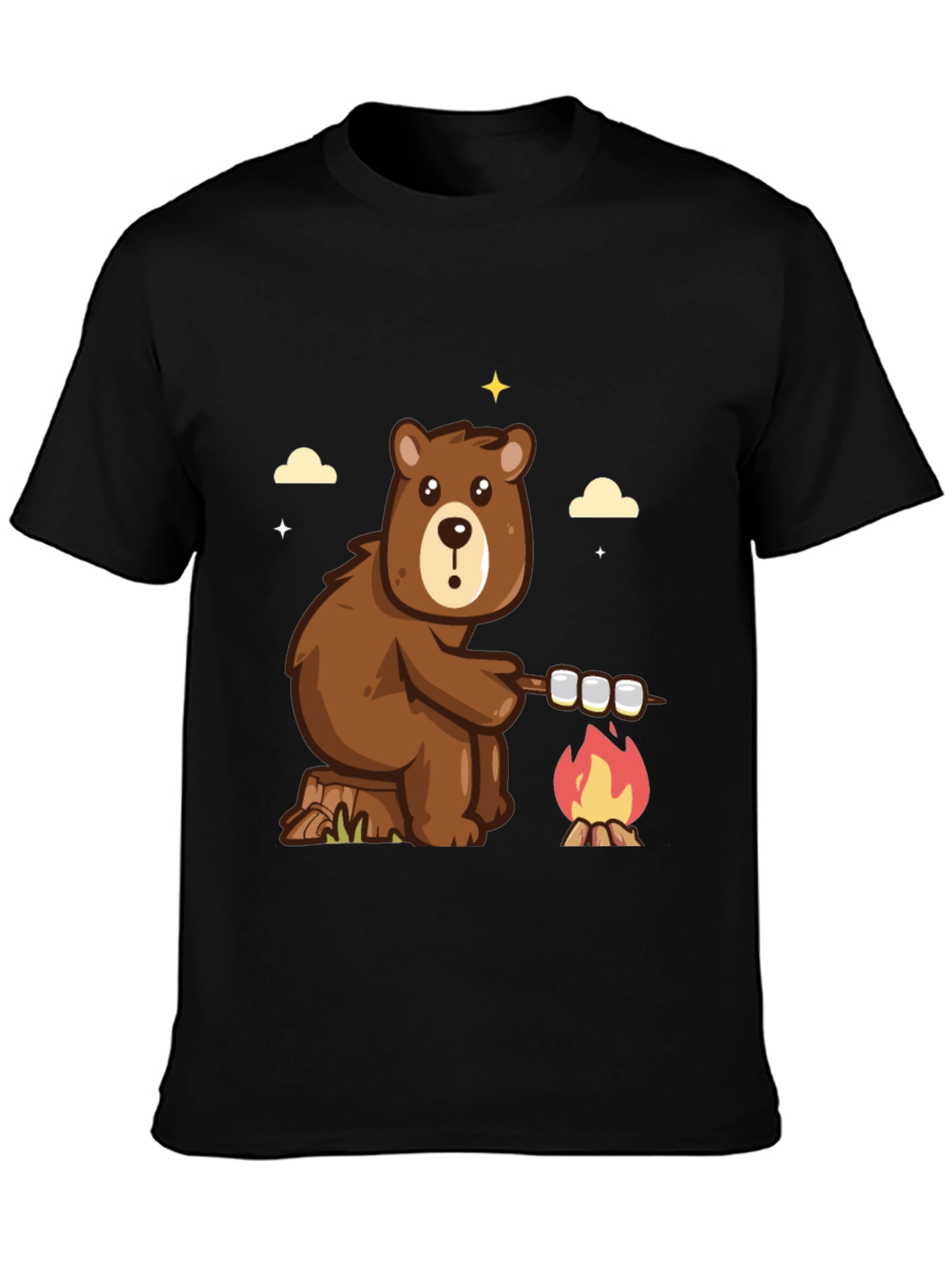 Bear Marshmallow Campfire Graphic T-Shirt