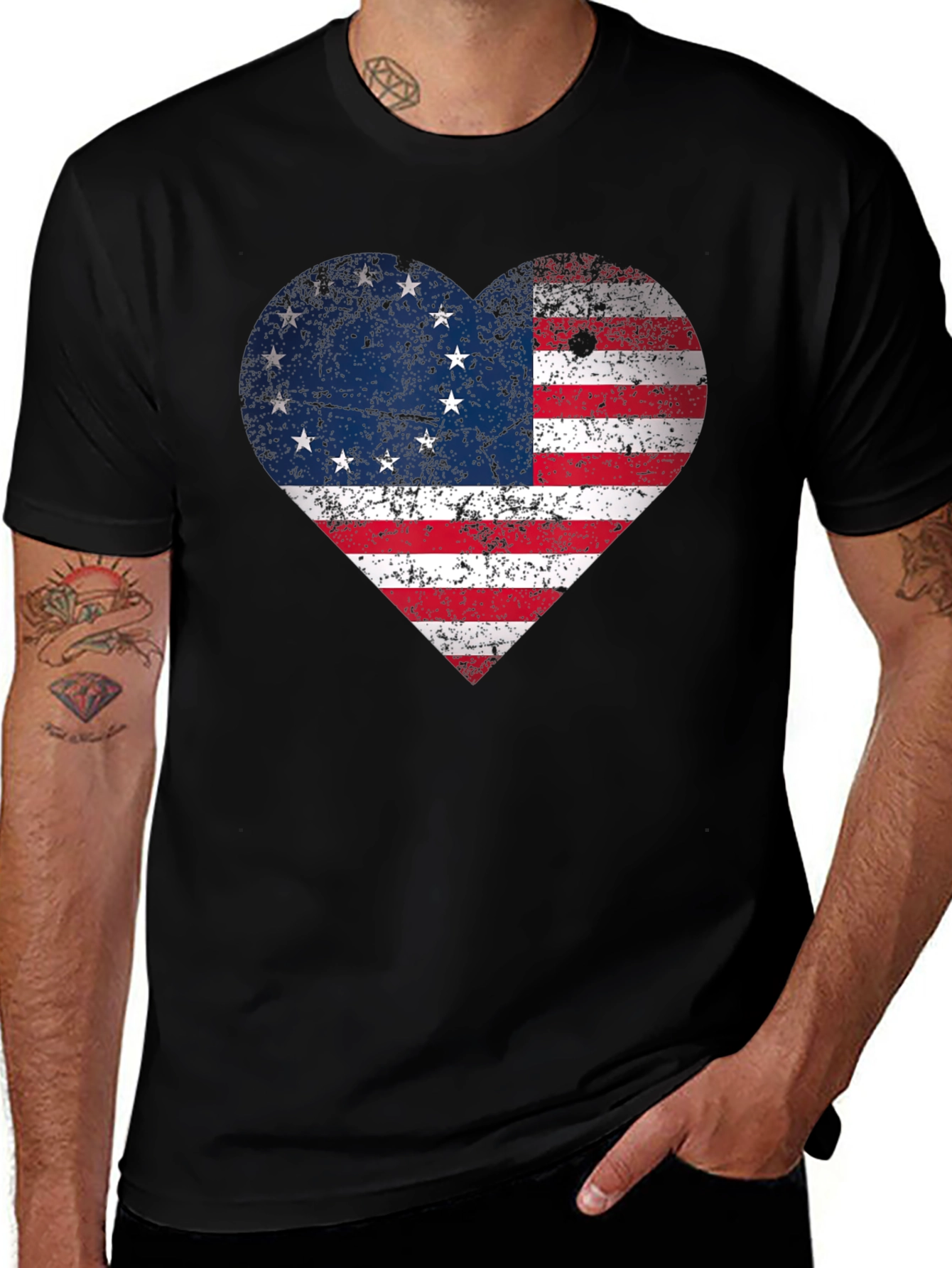 American Flag Heart T-Shirt - Patriotic Pride