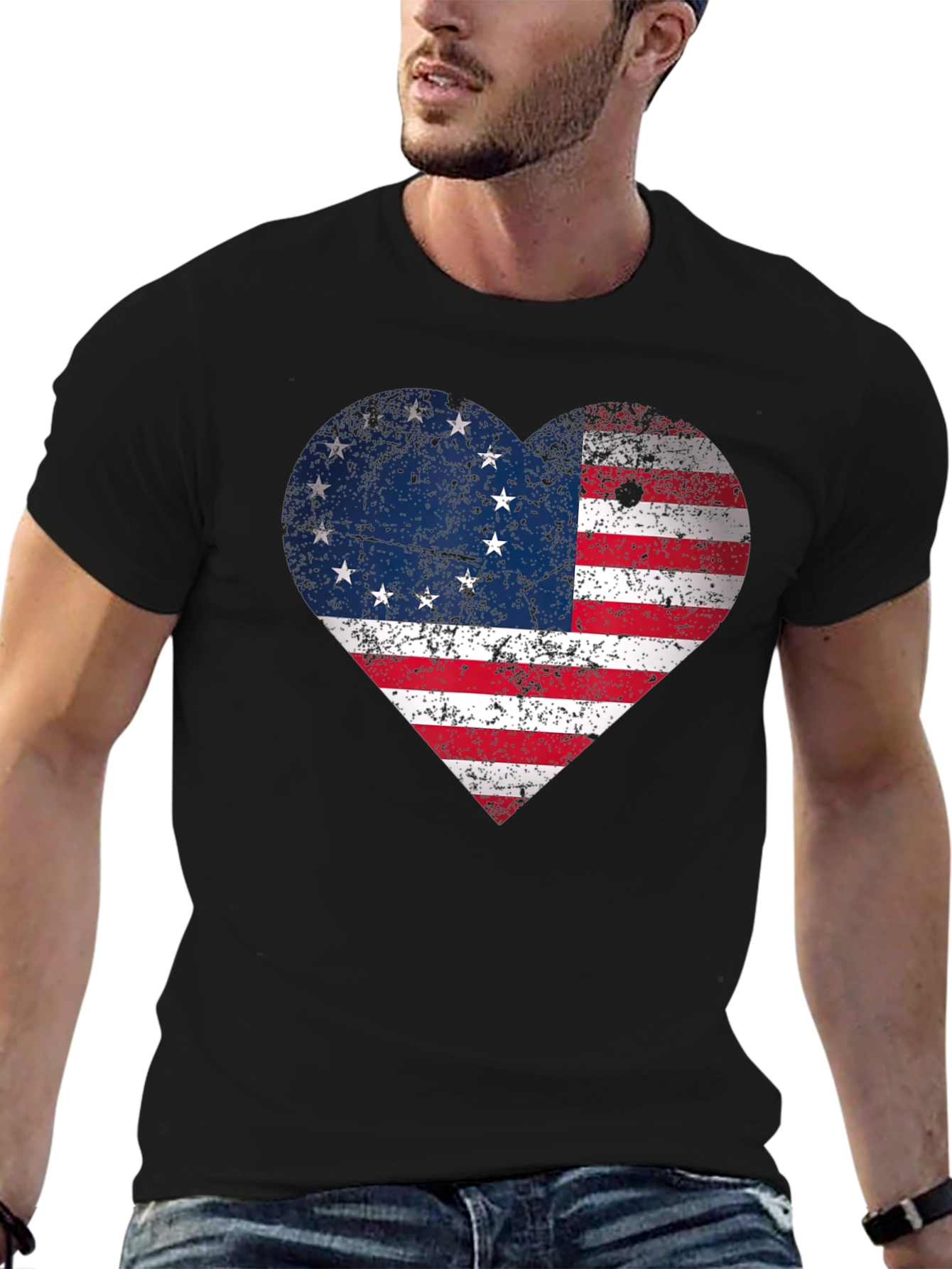 American Flag Heart T-Shirt - Patriotic Pride