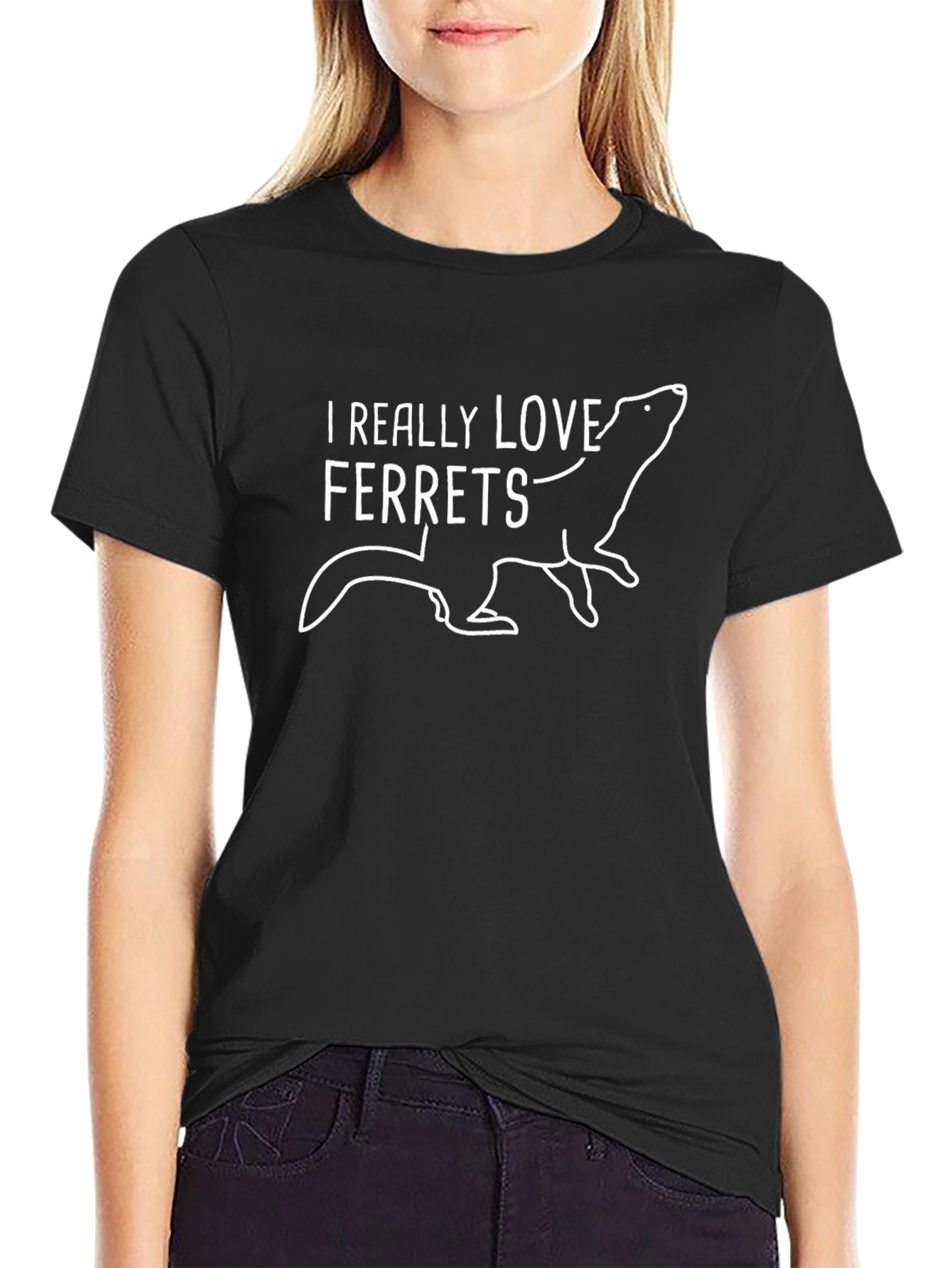 I Really Love Ferrets Black T-Shirt