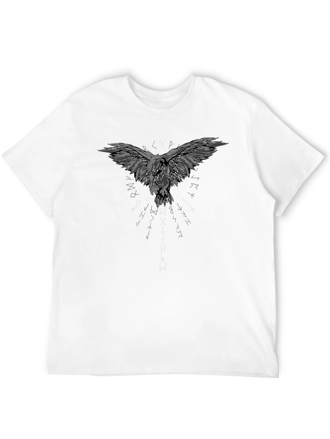 Raven Graphic T-Shirt - Viking Runes Design
