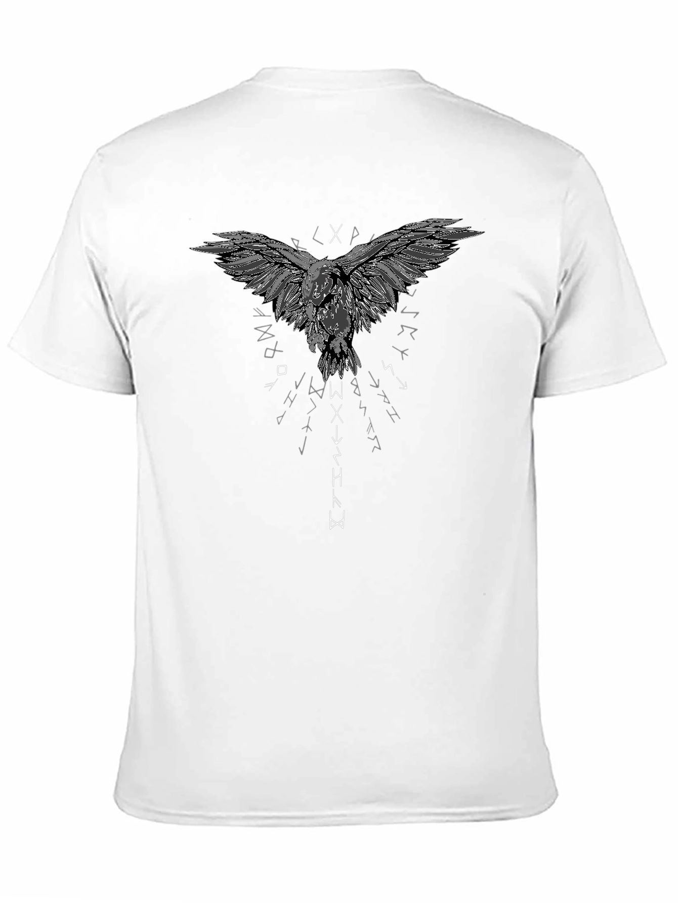 Raven Graphic T-Shirt - Viking Runes Design