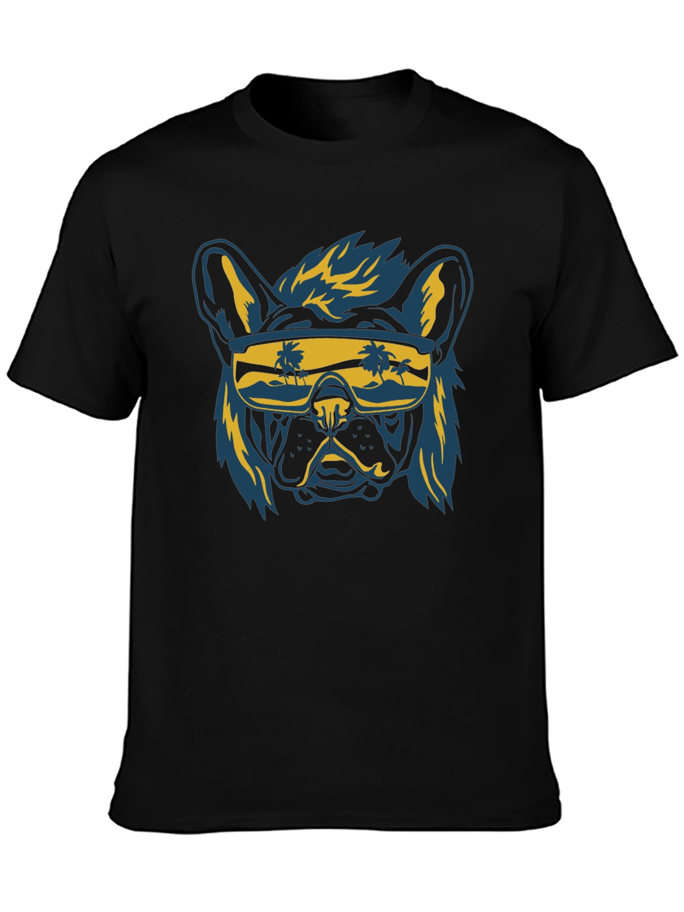 Cool Dog Sunglasses Black Graphic T-Shirt