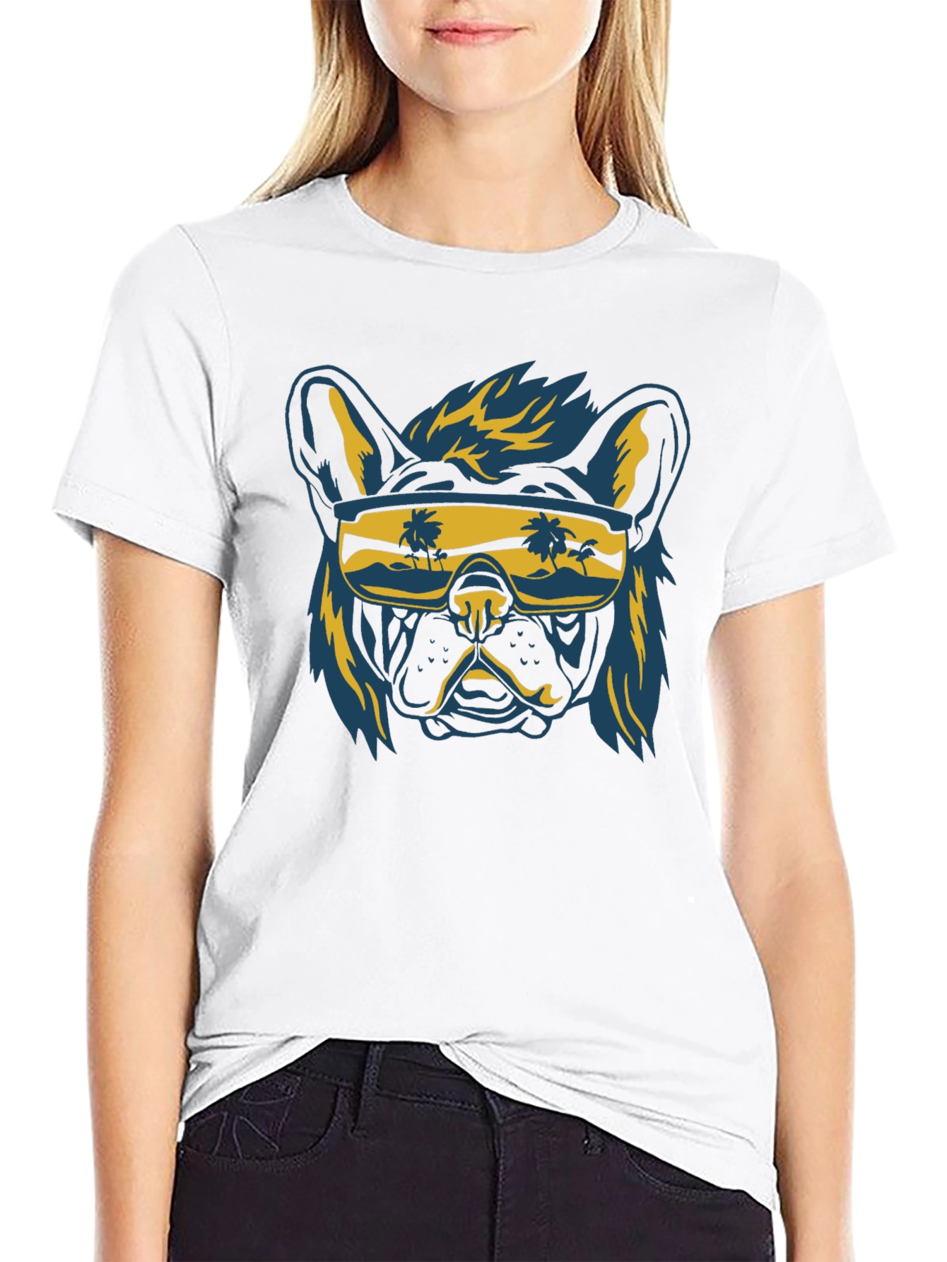 Cool Dog Sunglasses Black Graphic T-Shirt