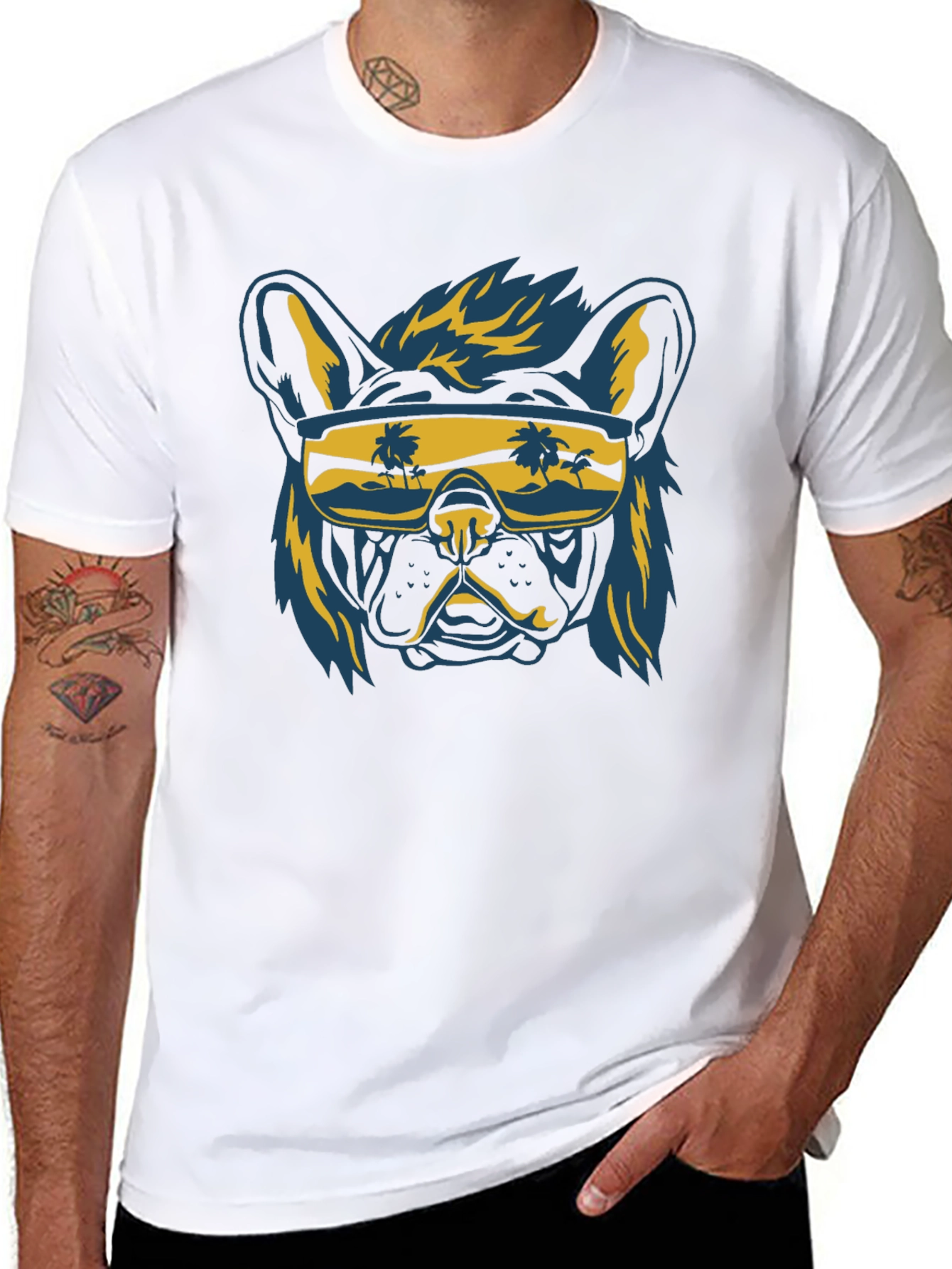 Cool Dog Sunglasses Black Graphic T-Shirt