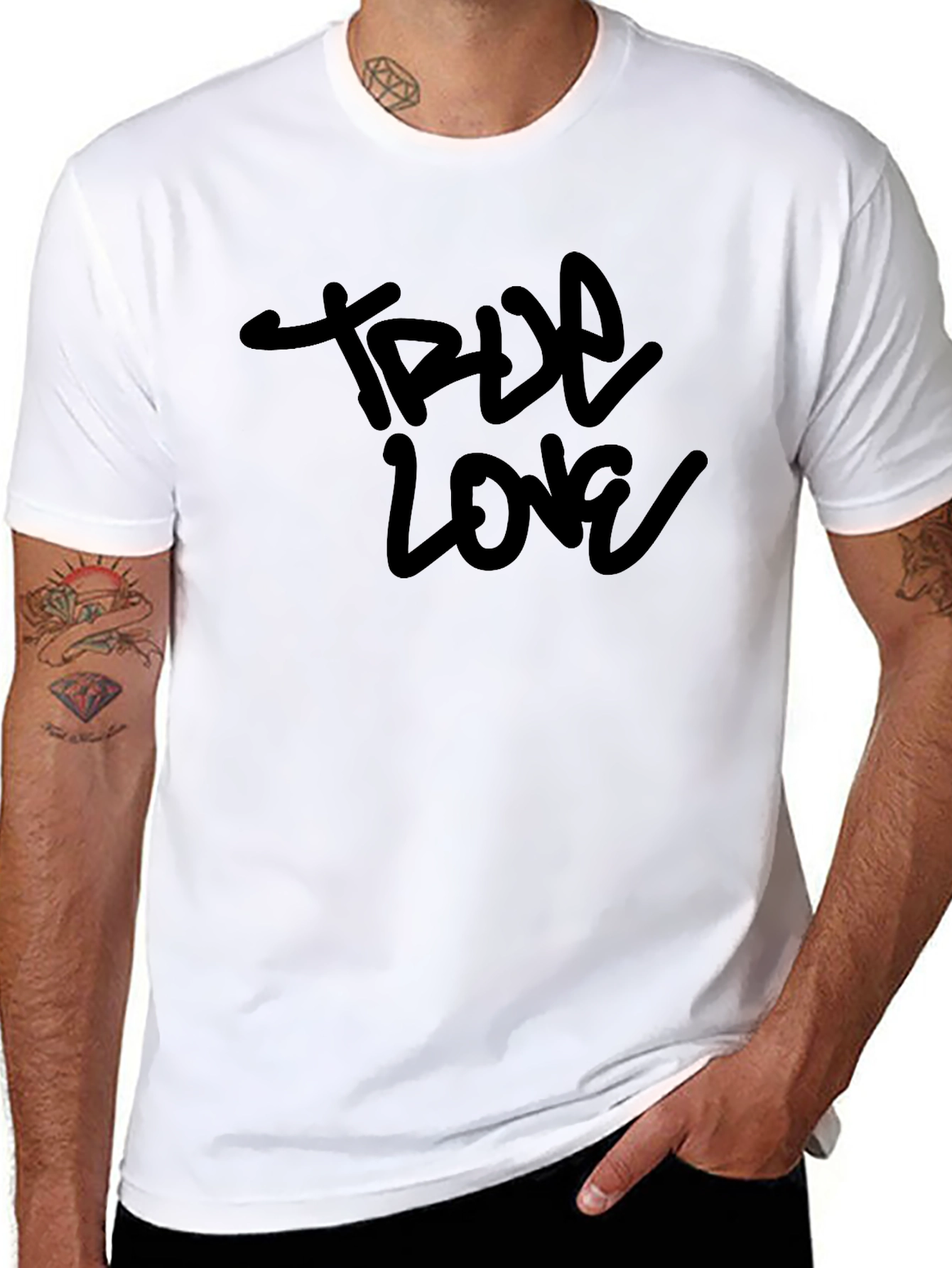 True Love Graphic Print Black T-Shirt