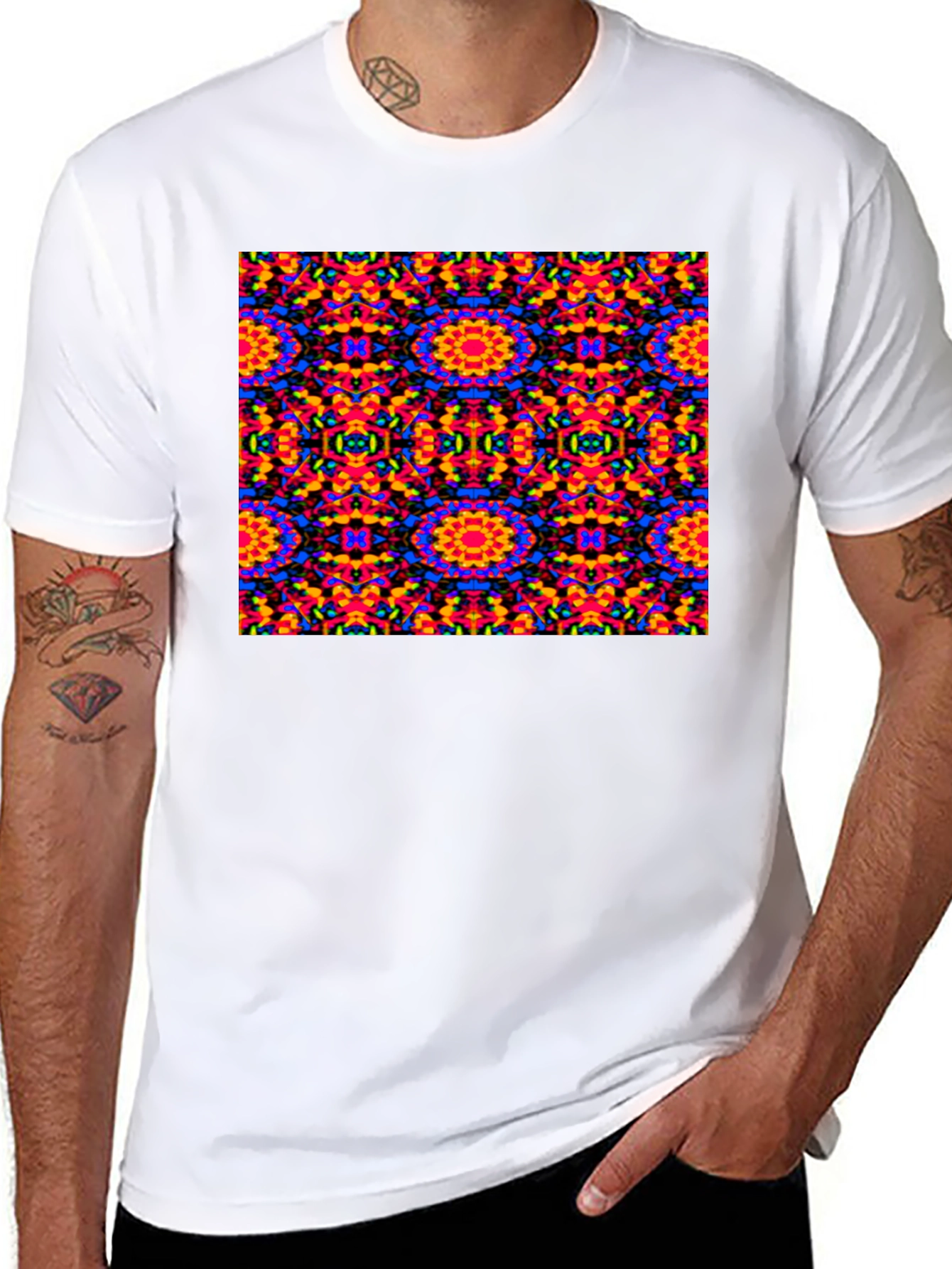 Kaleidoscope Patterned Black T-Shirt