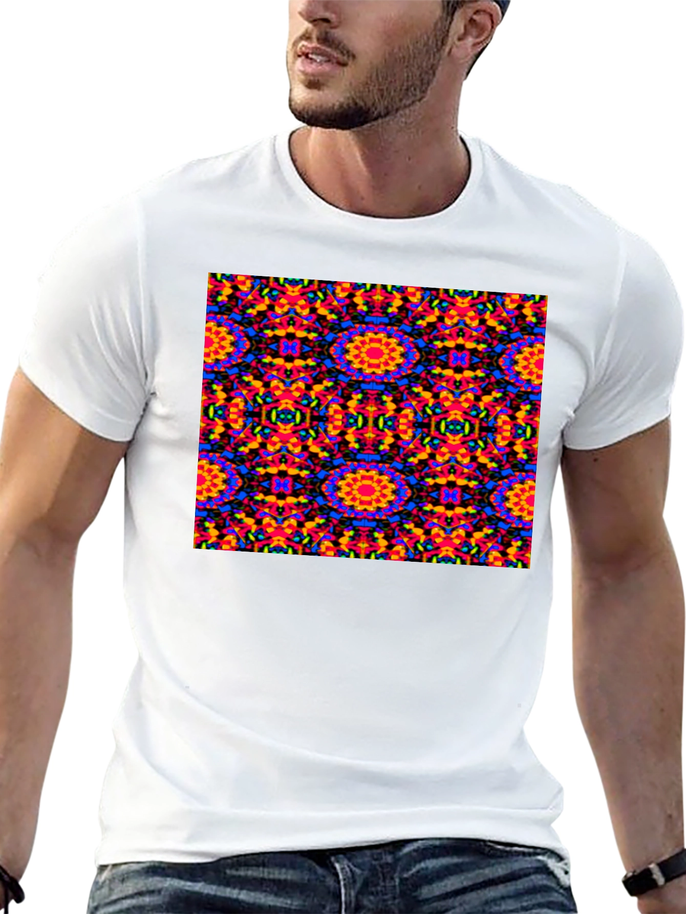 Kaleidoscope Patterned Black T-Shirt