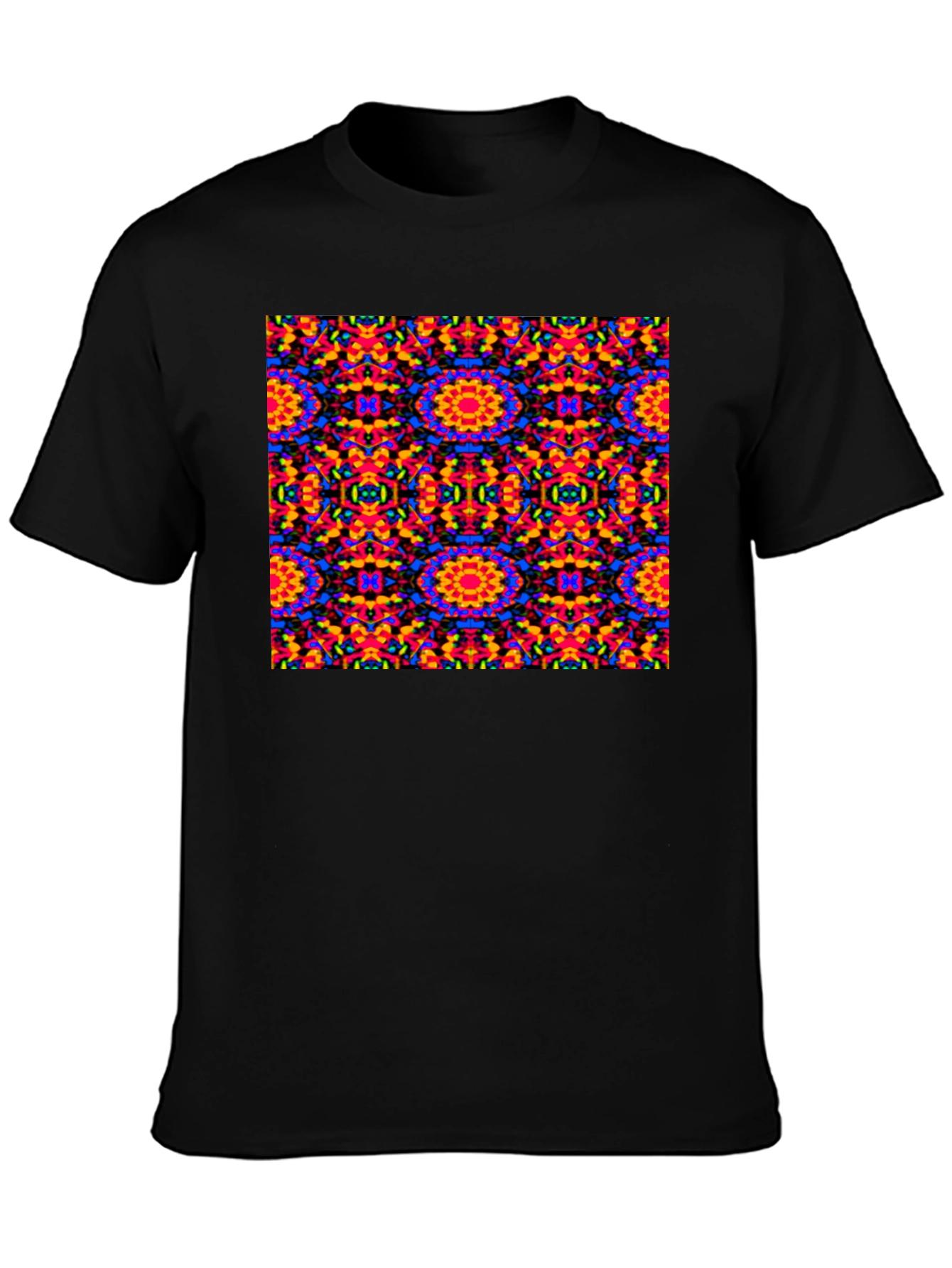 Kaleidoscope Patterned Black T-Shirt