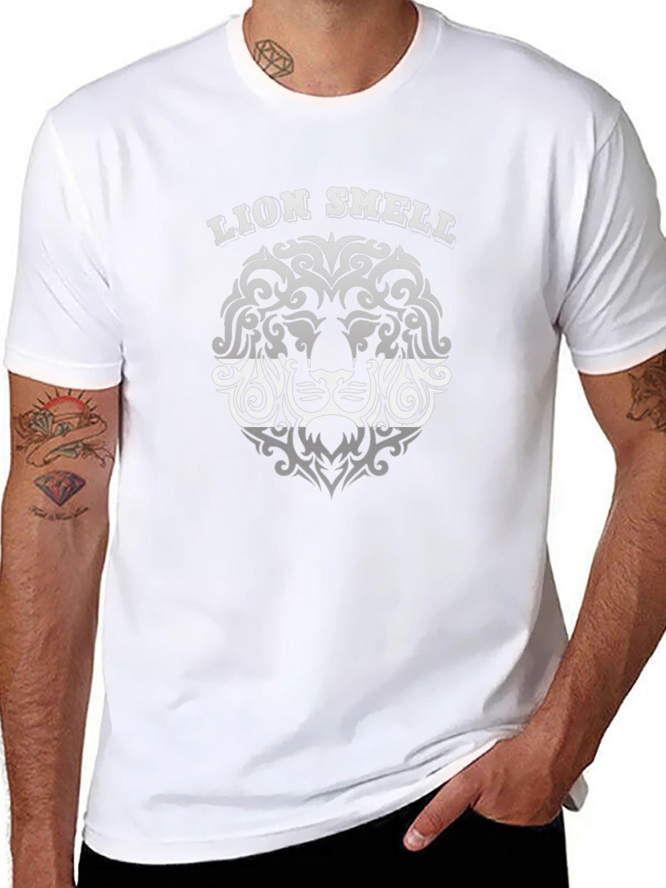 Lion Smell Graphic Print Mens T-Shirt