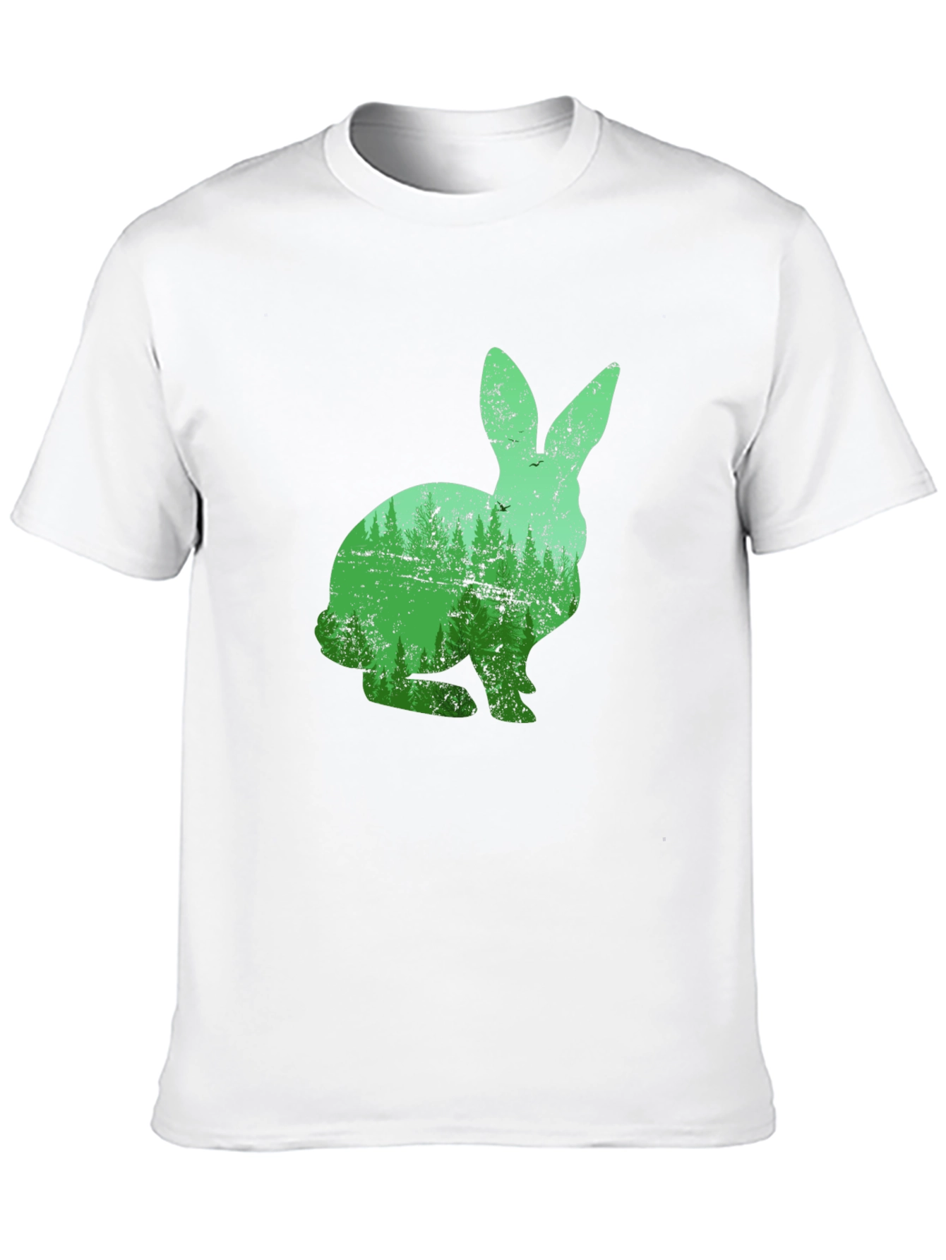 Nature Rabbit Graphic Tee - Black Cotton Shirt