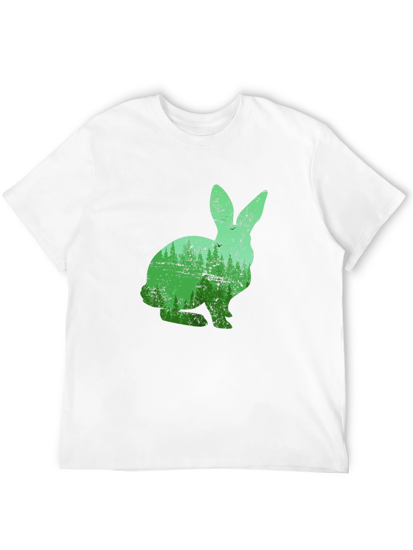 Nature Rabbit Graphic Tee - Black Cotton Shirt