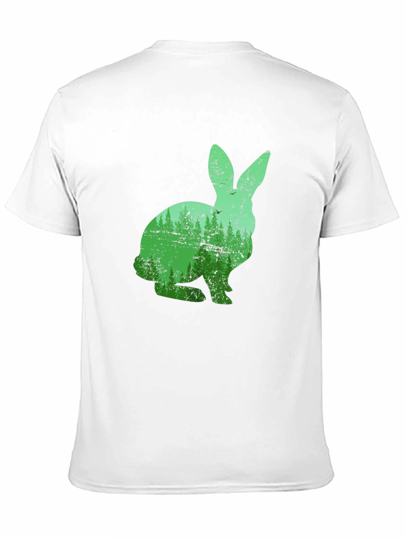 Nature Rabbit Graphic Tee - Black Cotton Shirt