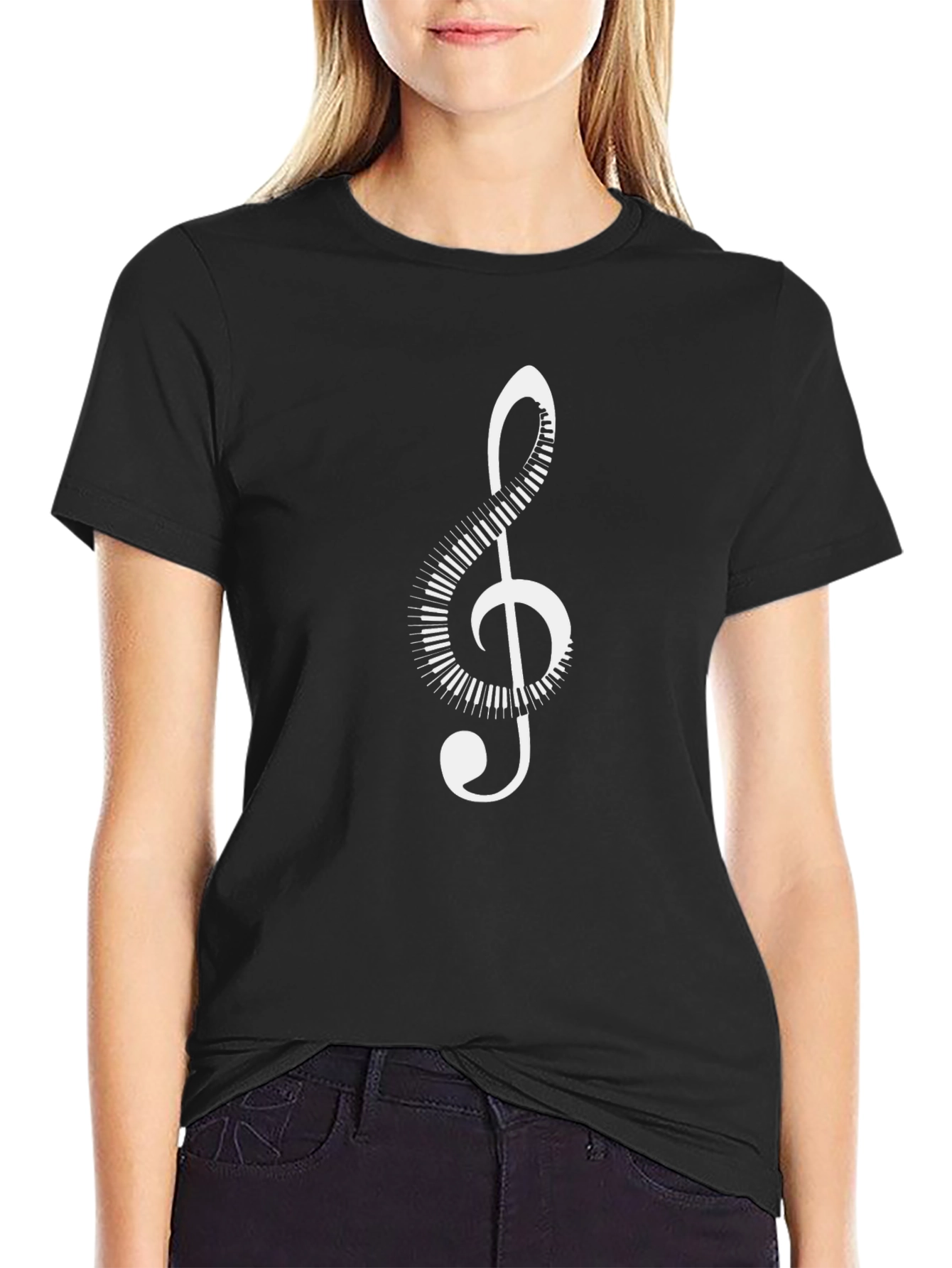 Musical Note Graphic Tee - Black Cotton Comfort
