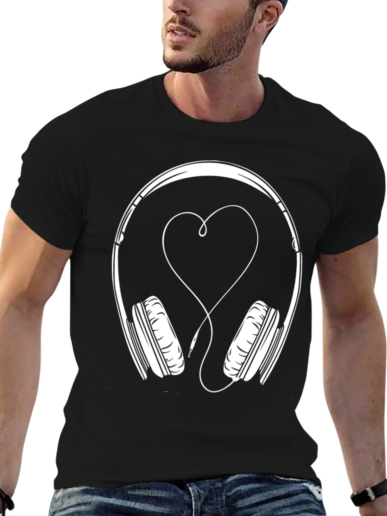 Heart Headphones Graphic Tee - Music Lover T-Shirt