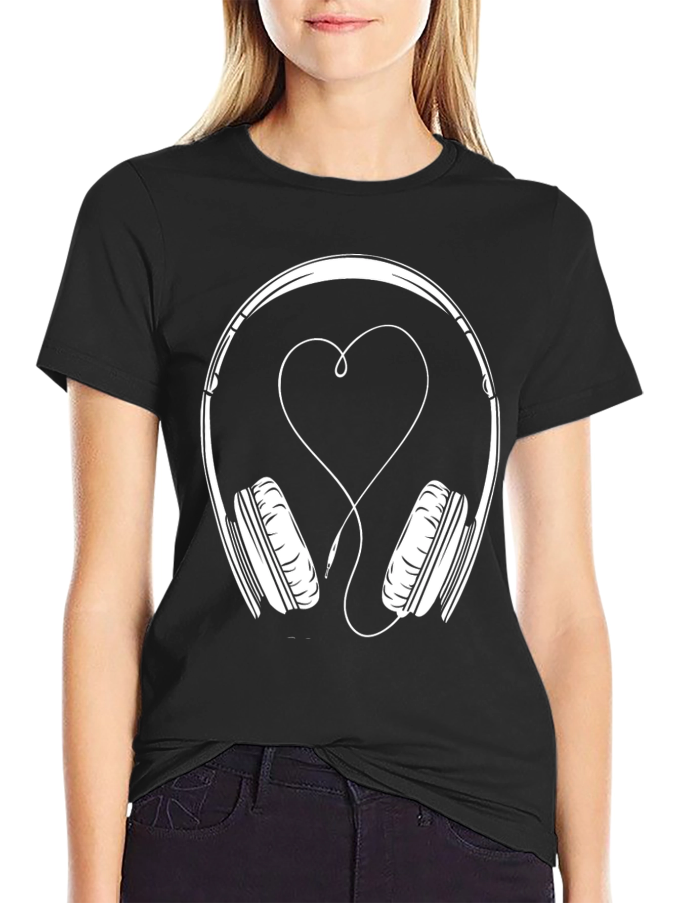 Heart Headphones Graphic Tee - Music Lover T-Shirt
