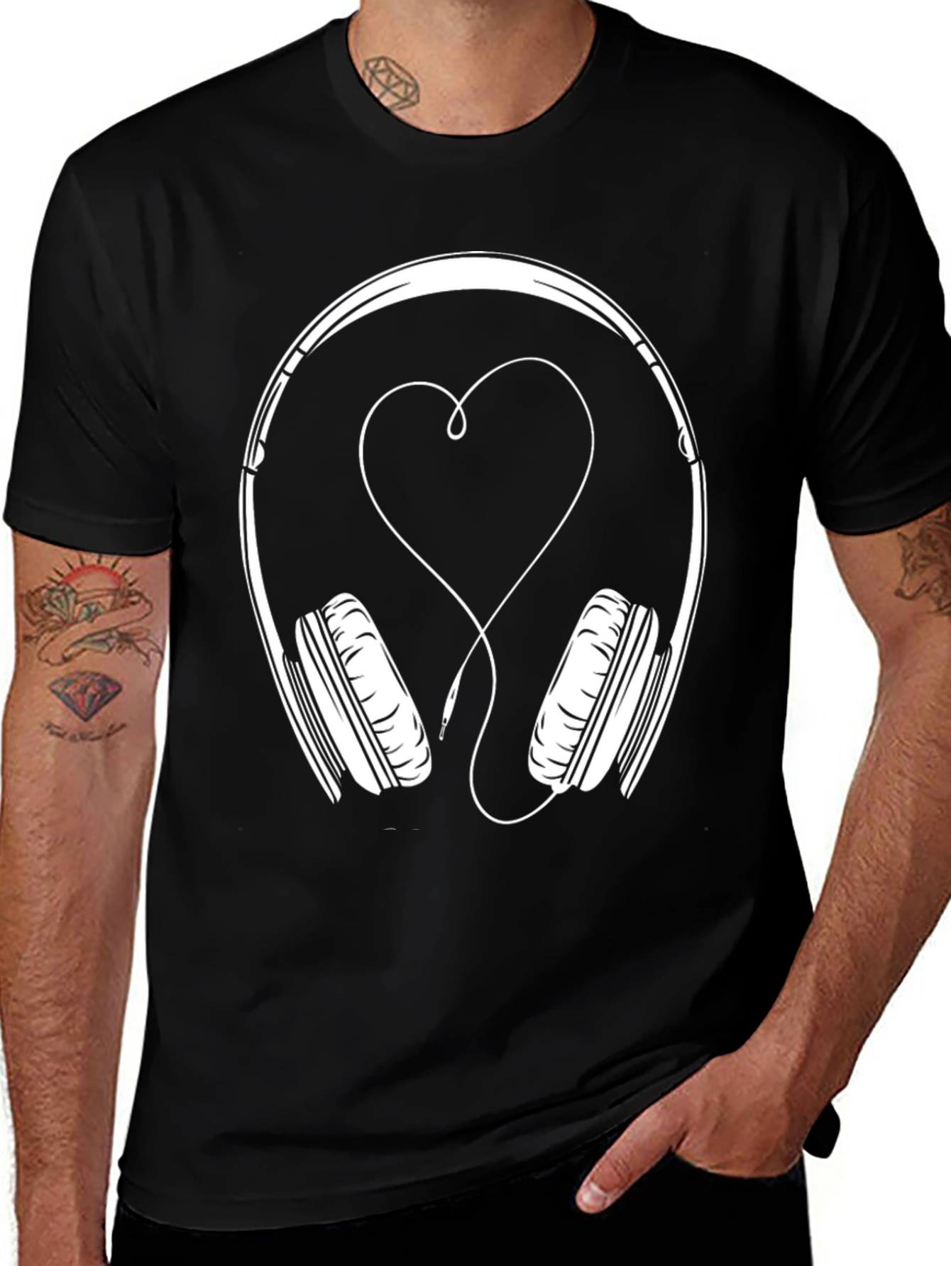 Heart Headphones Graphic Tee - Music Lover T-Shirt