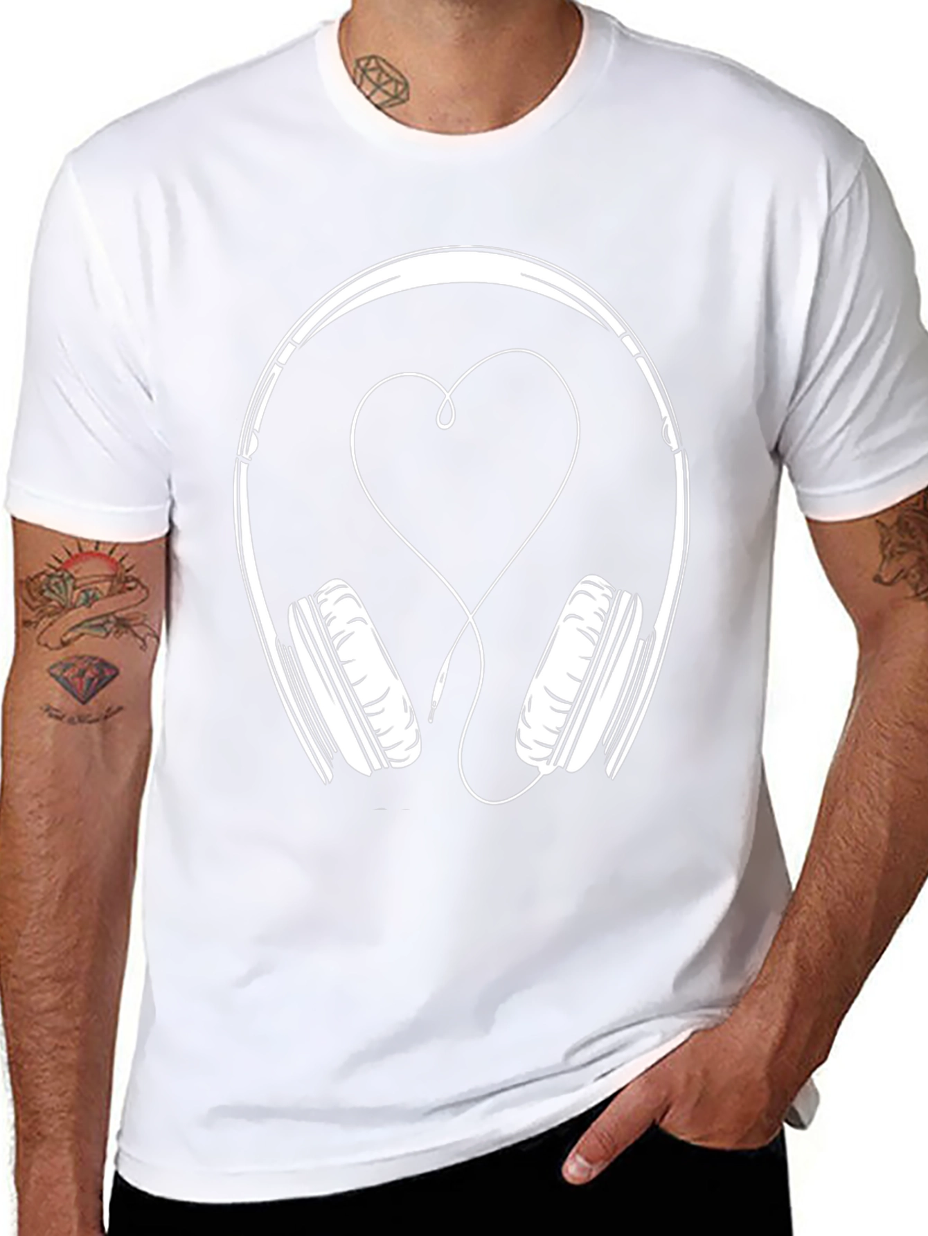 Heart Headphones Graphic Tee - Music Lover T-Shirt
