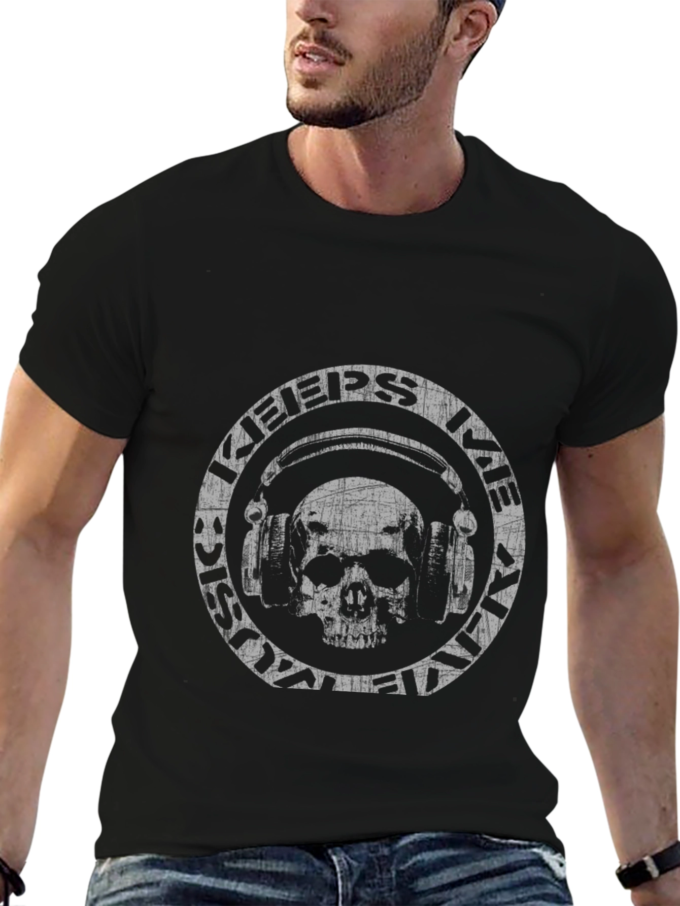Skull Headphone Graphic Tee - Rock & Roll Style