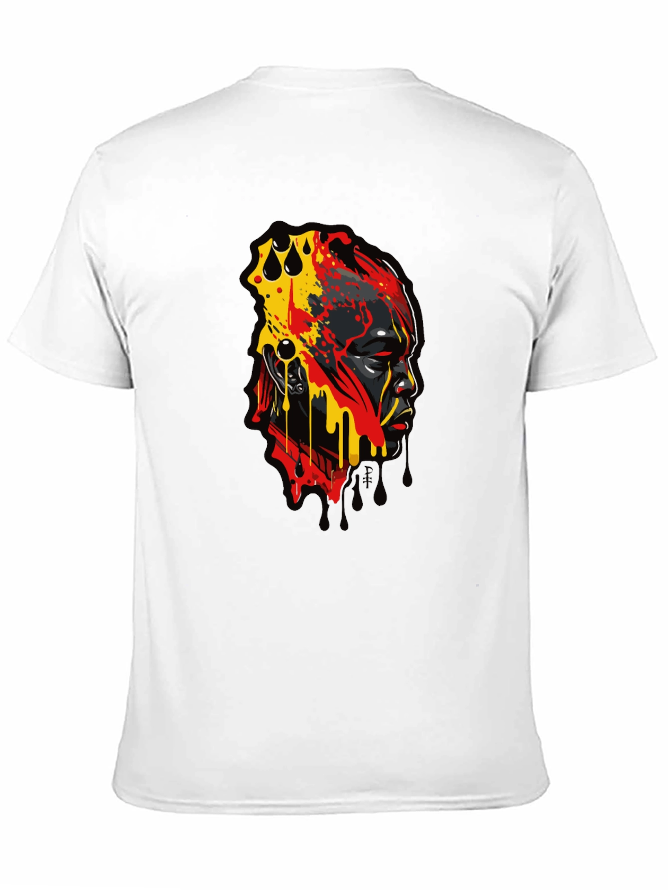 Abstract Face Graphic Print Black T-Shirt