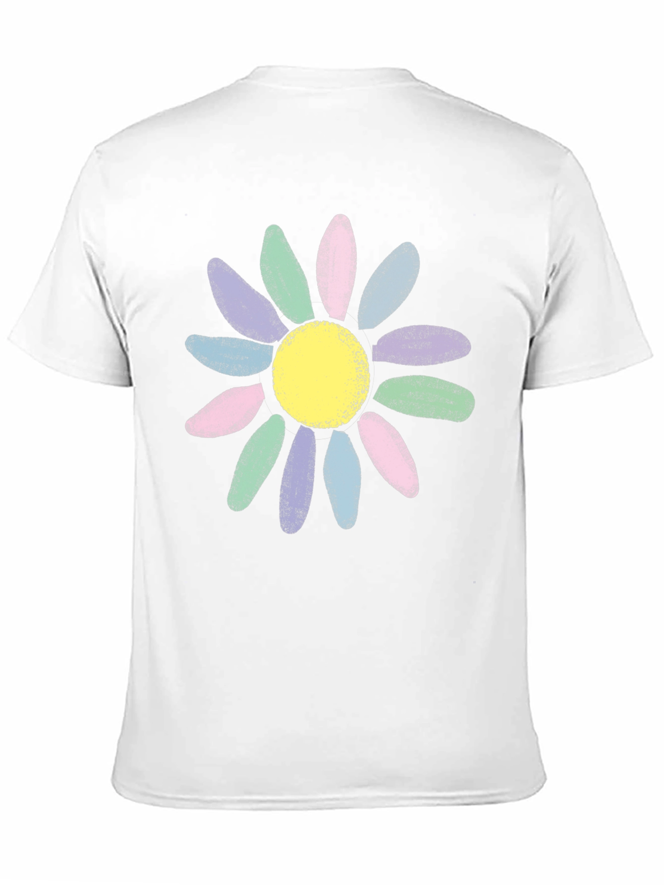 Pastel Daisy Graphic Black T-Shirt