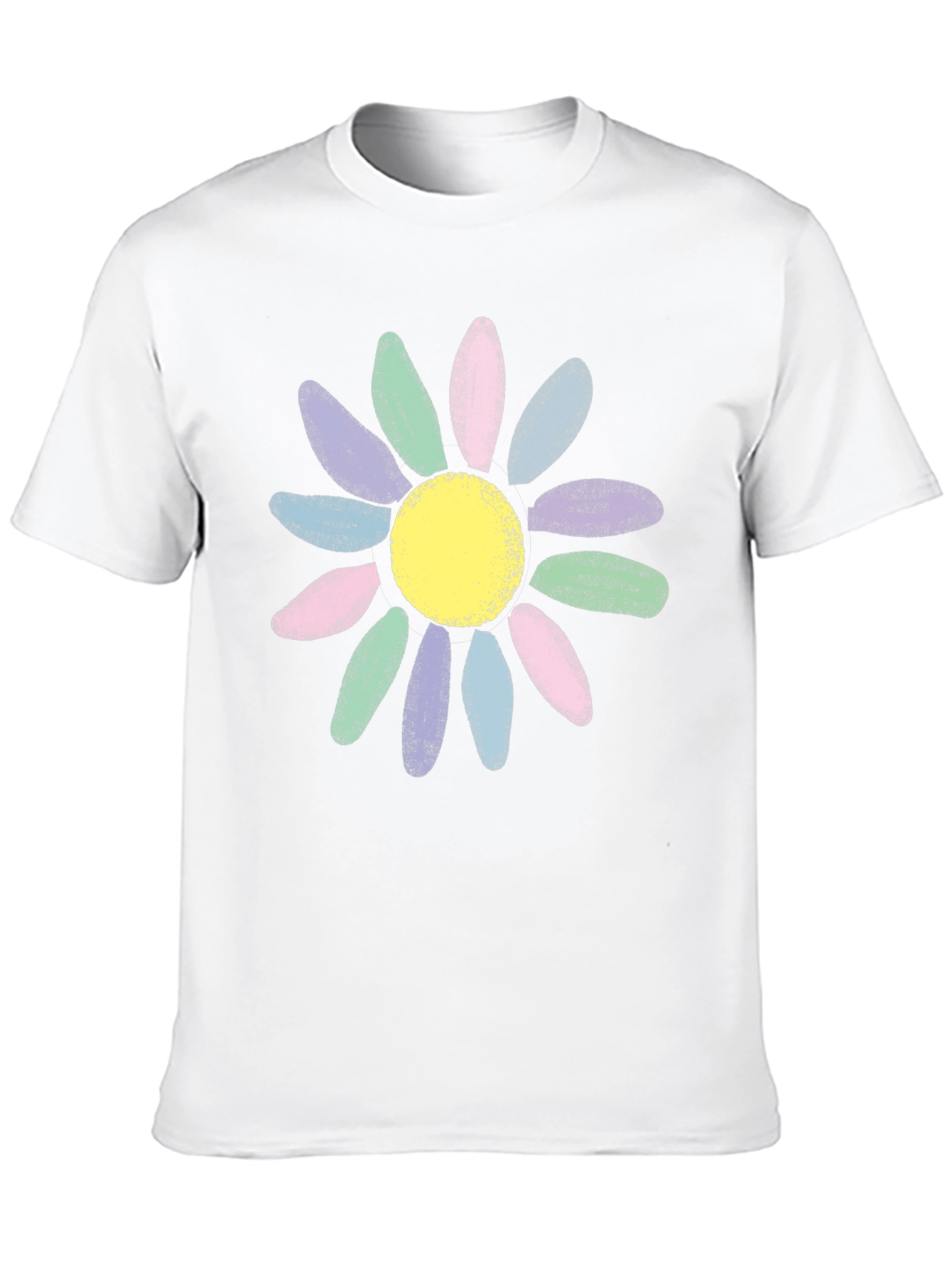Pastel Daisy Graphic Black T-Shirt