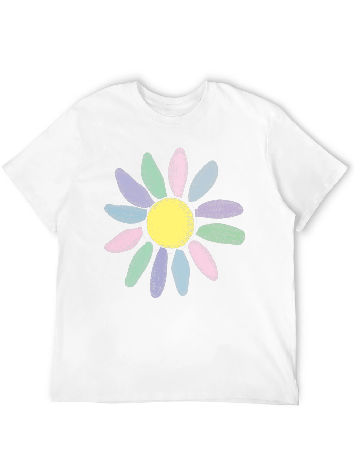 Pastel Daisy Graphic Black T-Shirt
