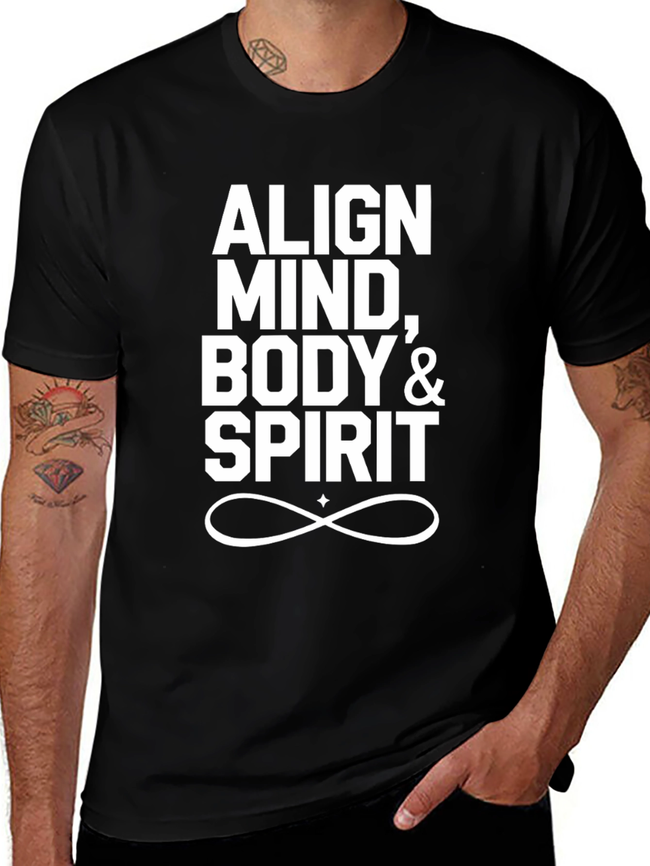 Align Mind Body Spirit Black T-Shirt