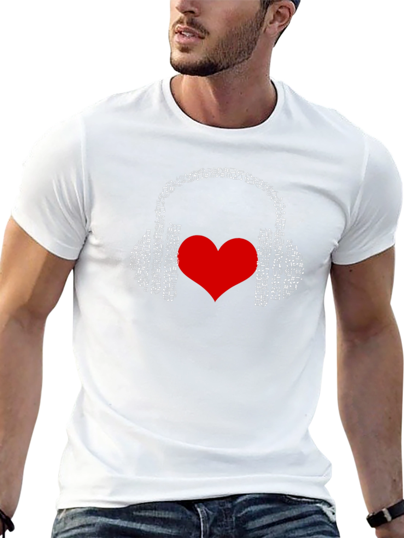 Music Lover T-Shirt - Headphones & Heart