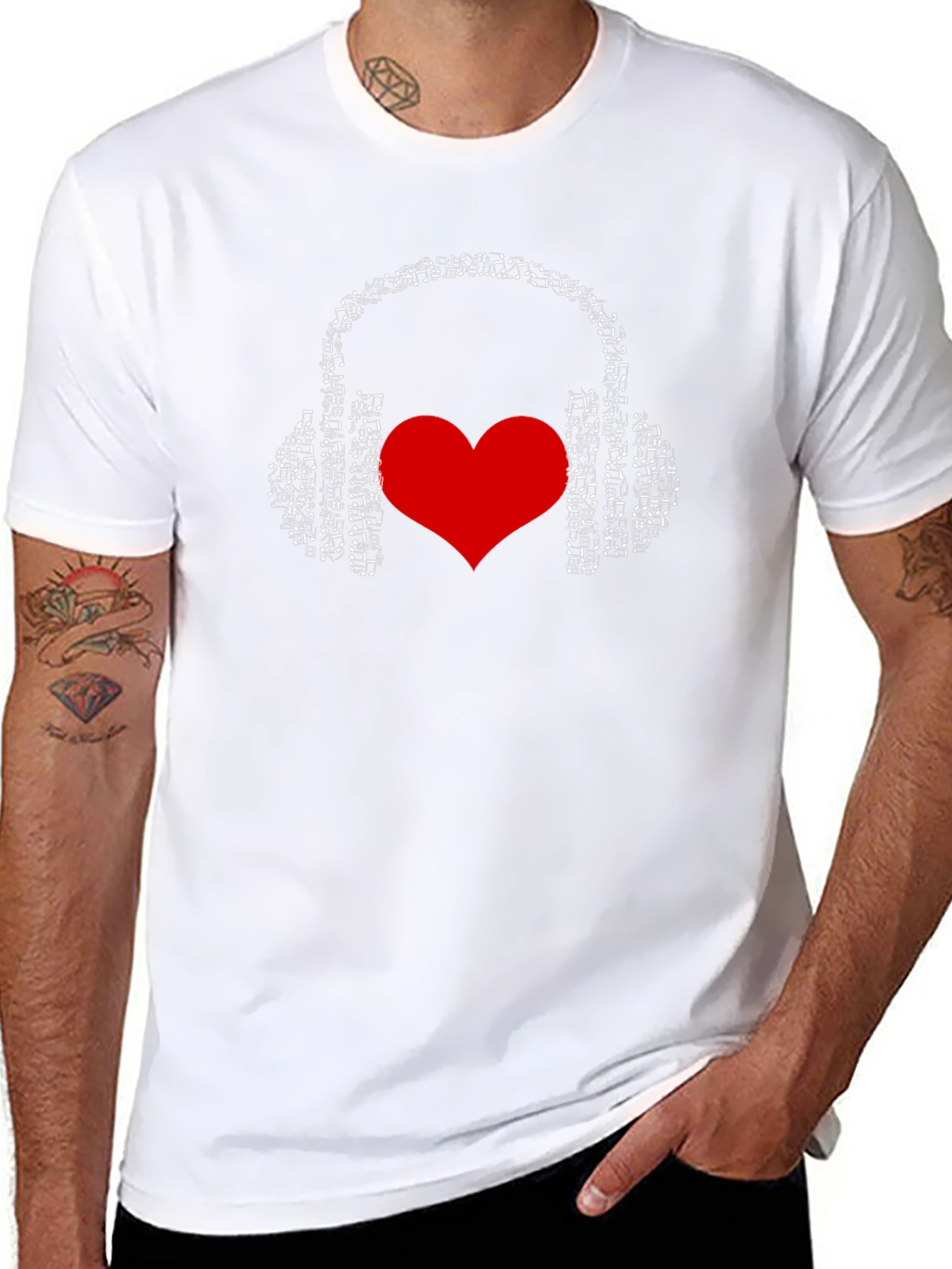 Music Lover T-Shirt - Headphones & Heart