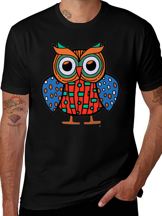 Funky Owl Graphic Tee - Mens Black T-Shirt