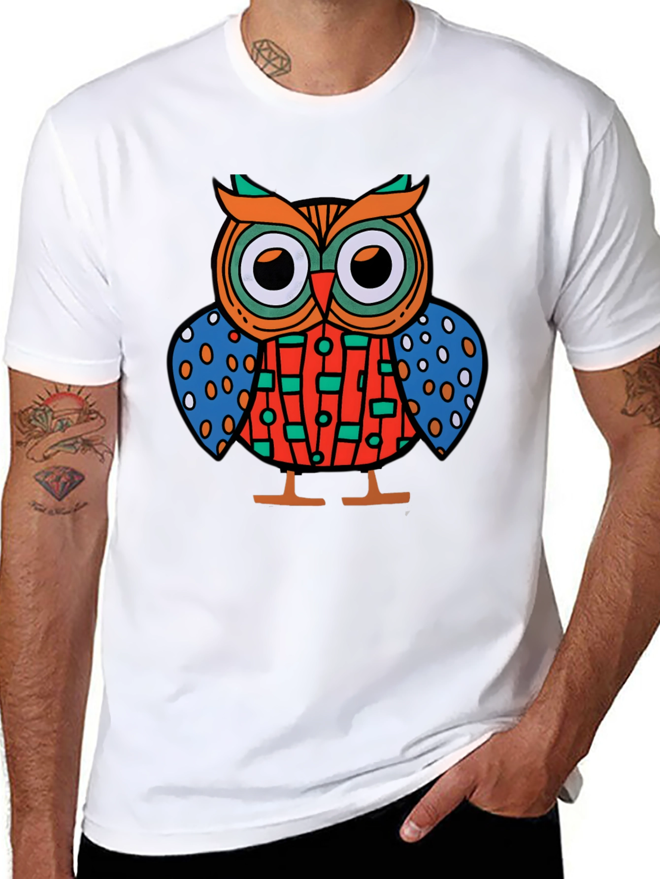 Funky Owl Graphic Tee - Mens Black T-Shirt