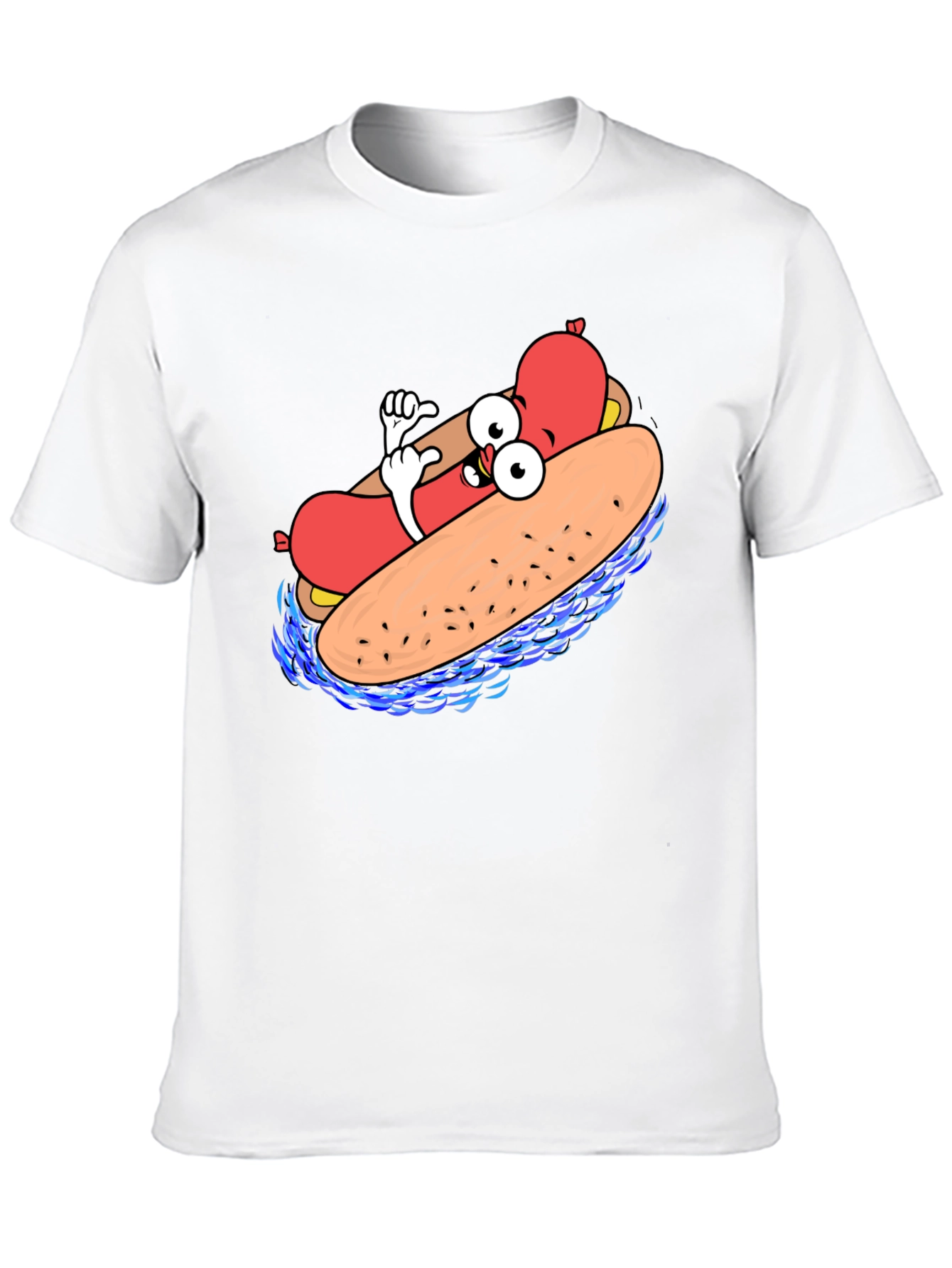 Cool Cartoon Hotdog Black T-Shirt