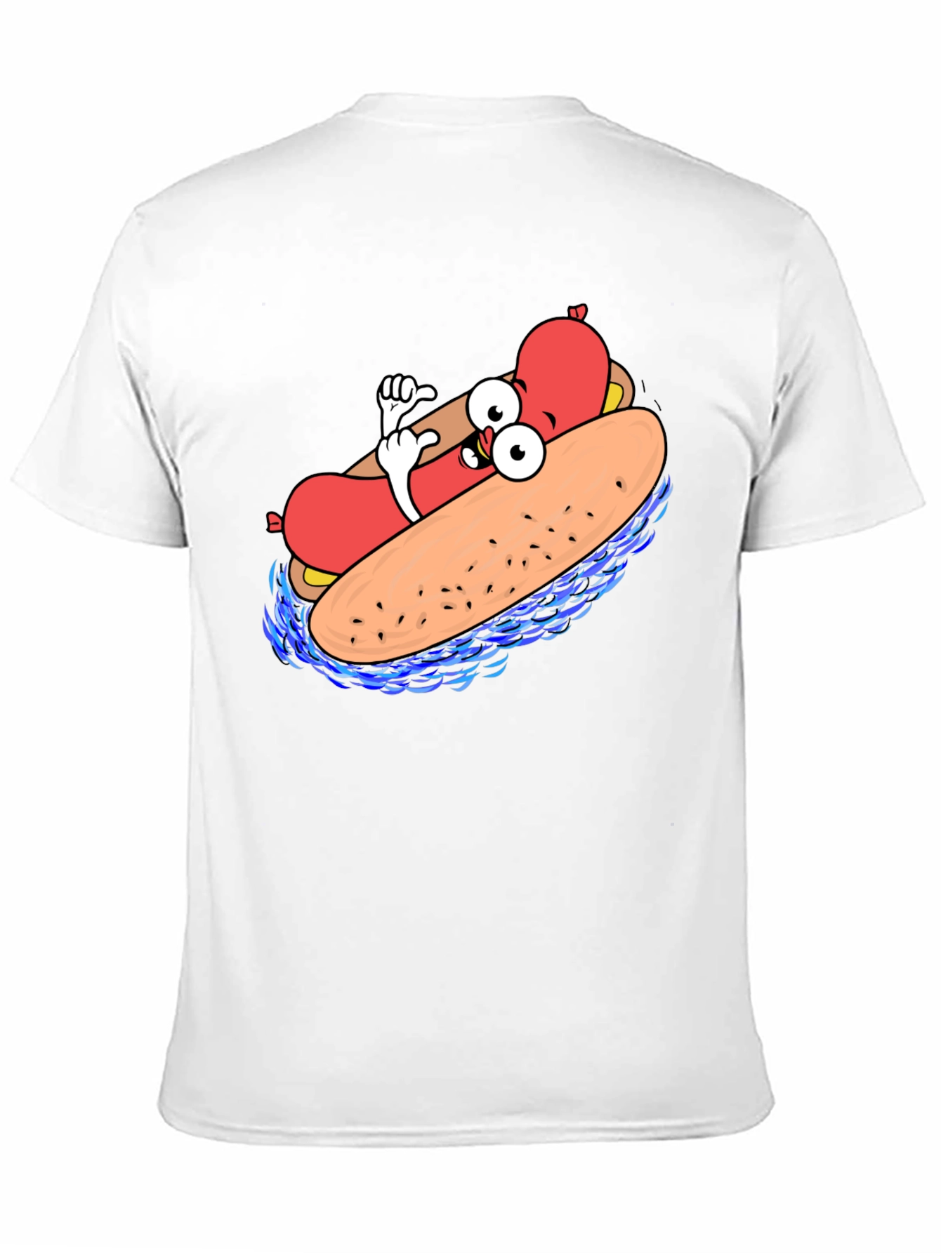 Cool Cartoon Hotdog Black T-Shirt