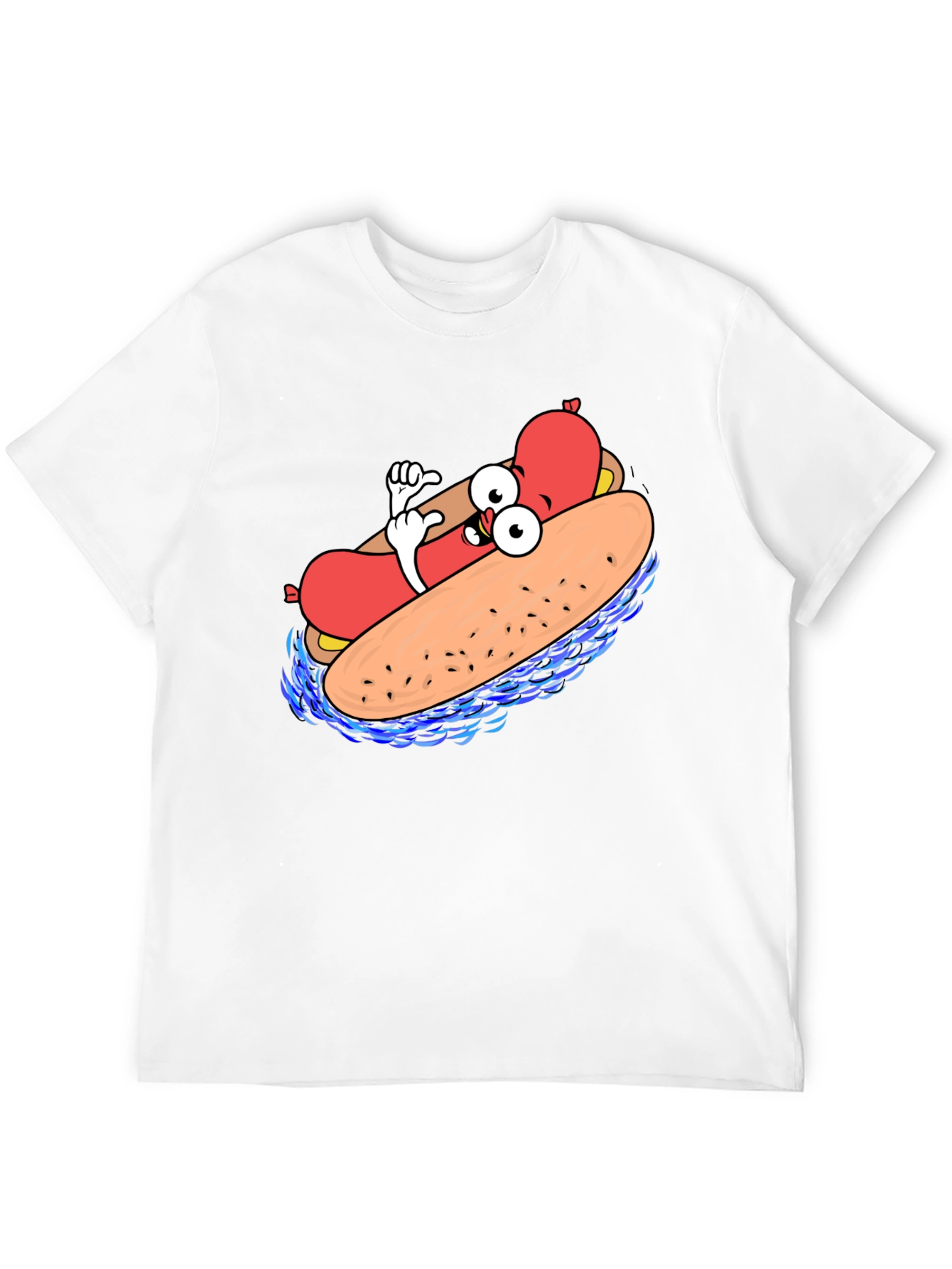 Cool Cartoon Hotdog Black T-Shirt