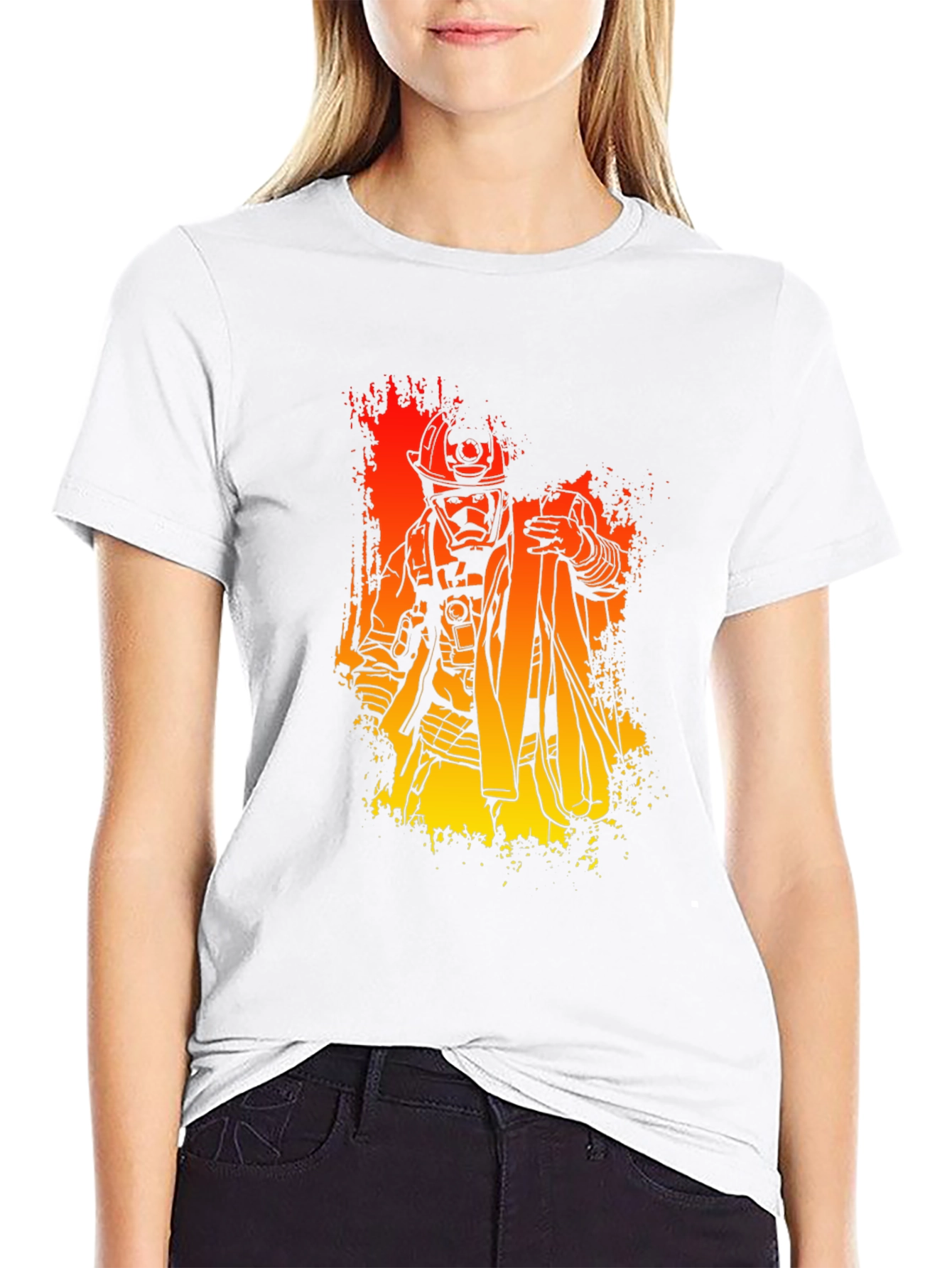 Firefighter Graphic Print T-Shirt