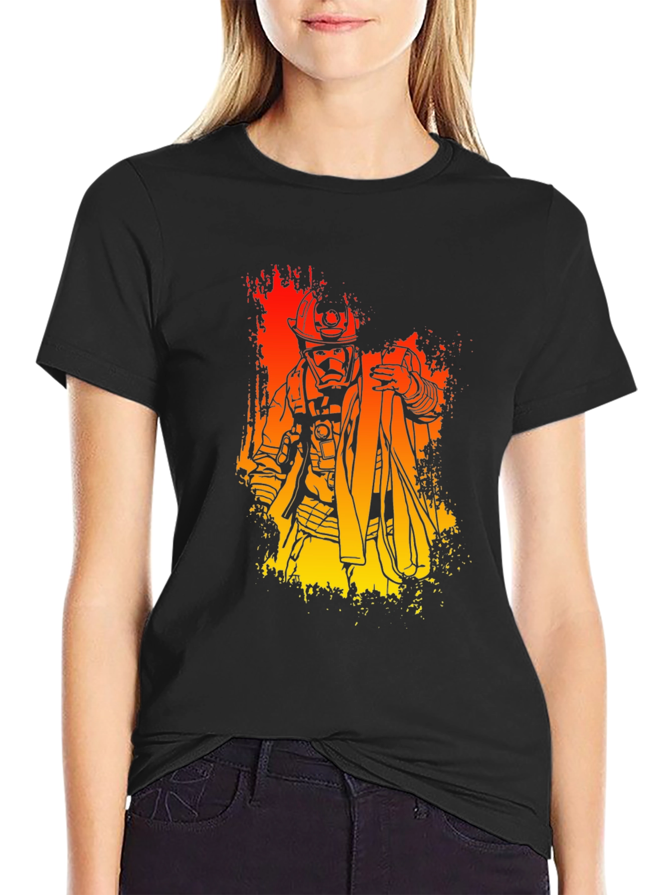 Firefighter Graphic Print T-Shirt