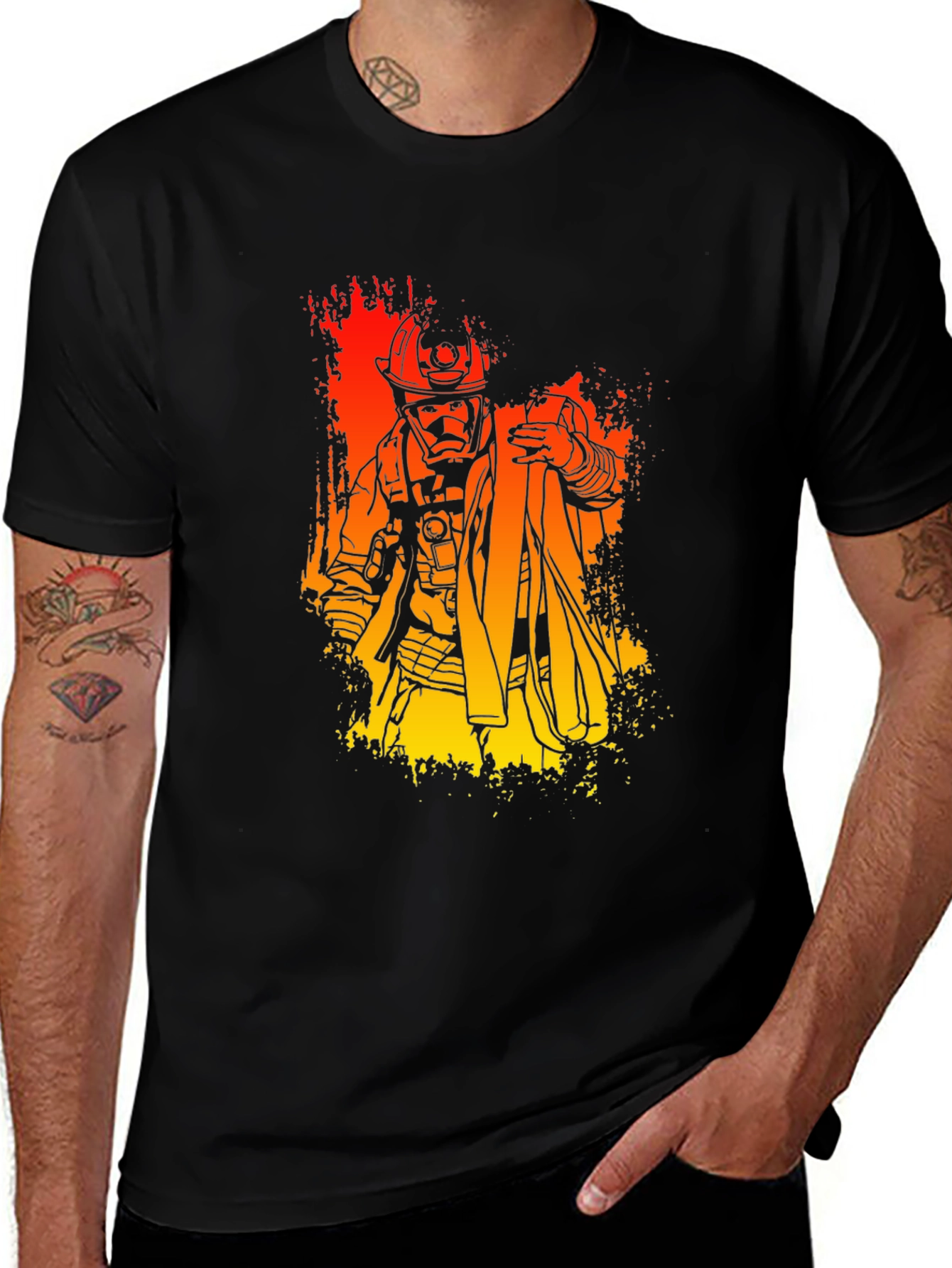 Firefighter Graphic Print T-Shirt