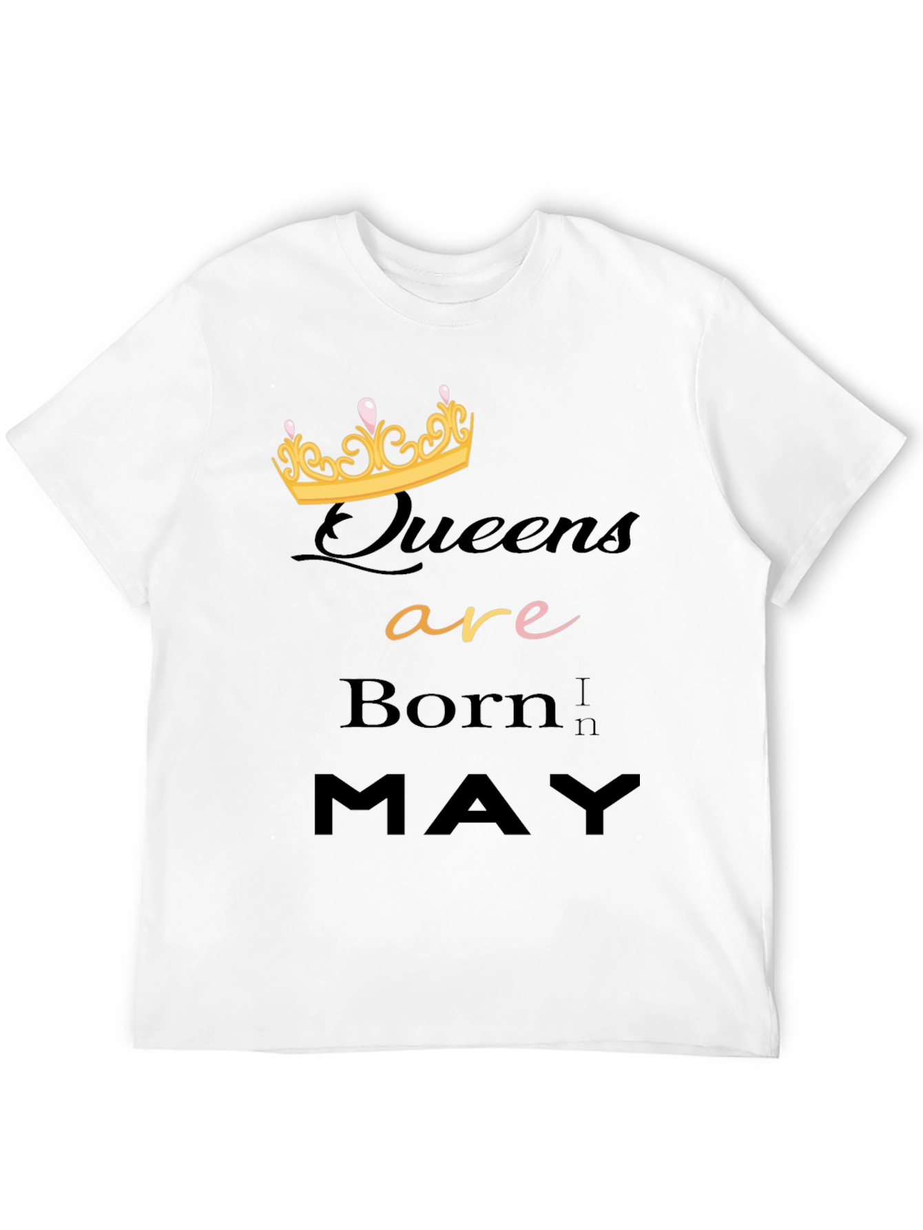 Queens Are Born In May Black Graphic T-Shirt