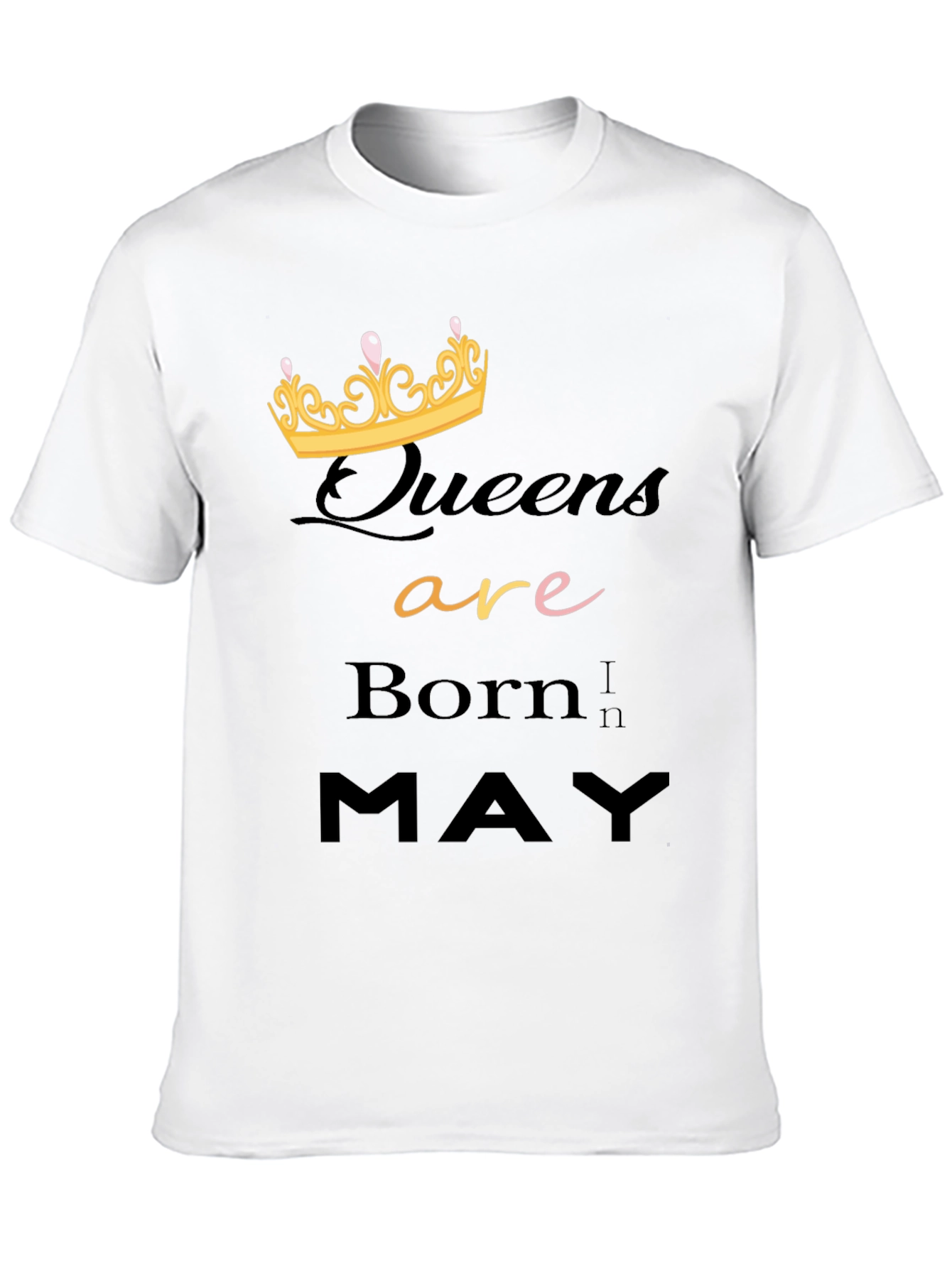 Queens Are Born In May Black Graphic T-Shirt