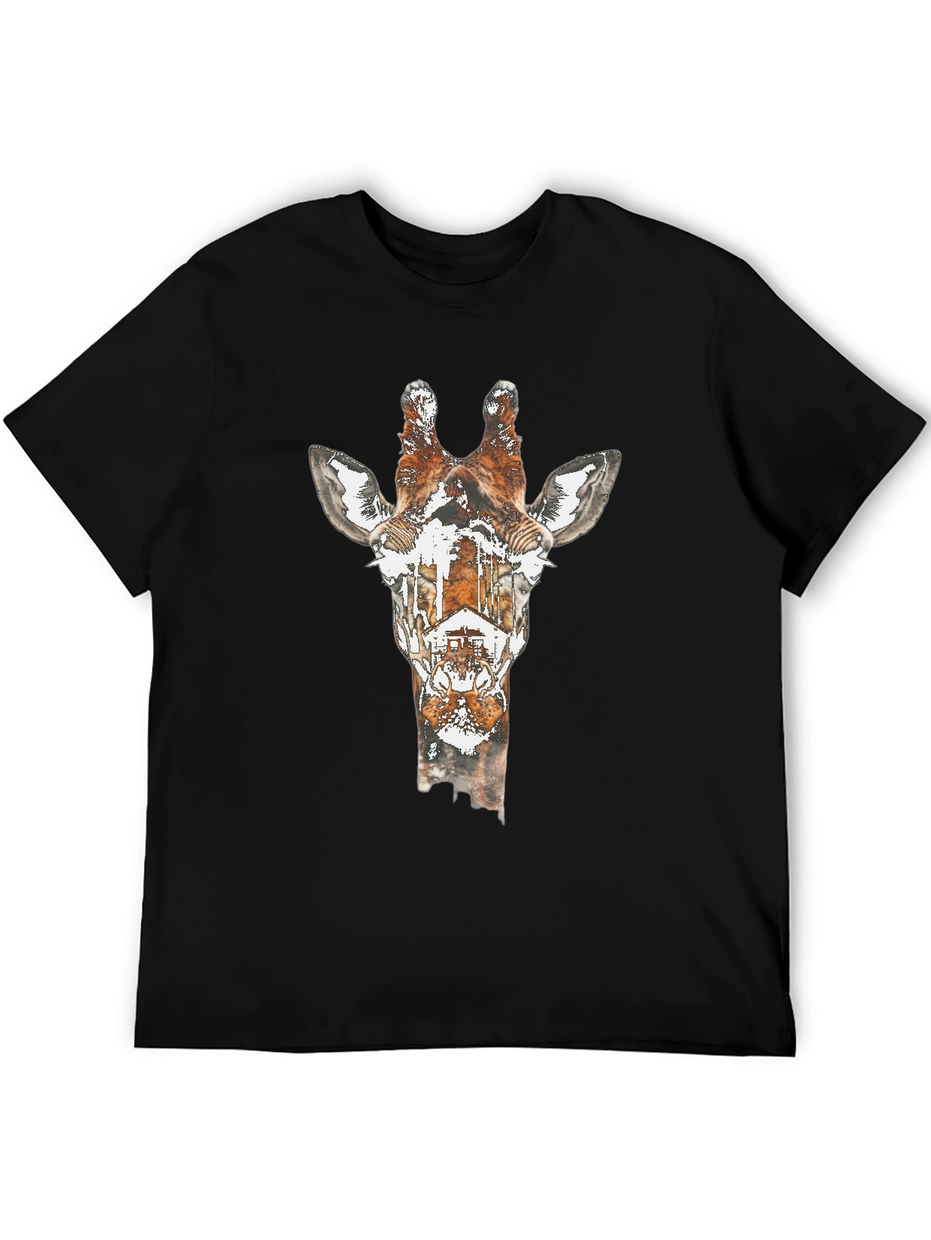 Giraffe Silhouette Graphic Tee - Unique Animal Print Shirt