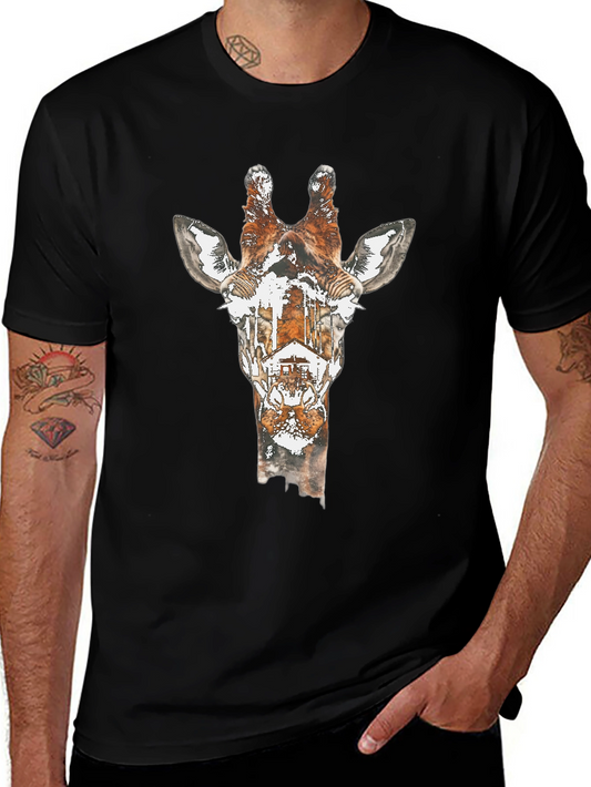 Giraffe Silhouette Graphic Tee - Unique Animal Print Shirt