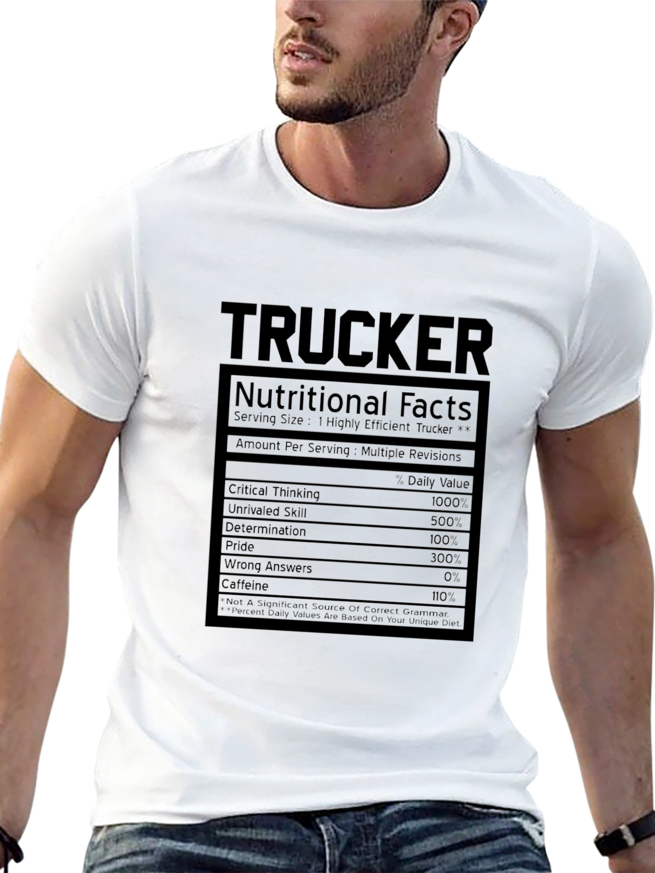 Trucker Nutritional Facts Graphic T-Shirt