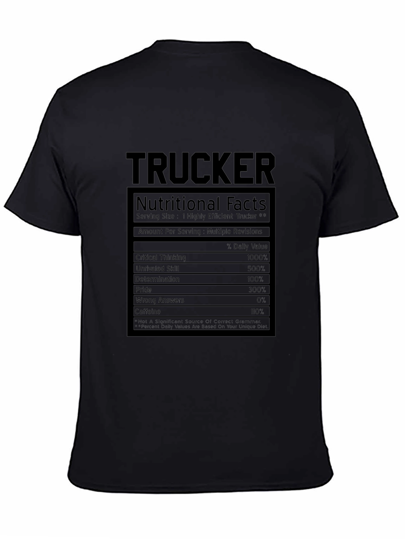 Trucker Nutritional Facts Graphic T-Shirt