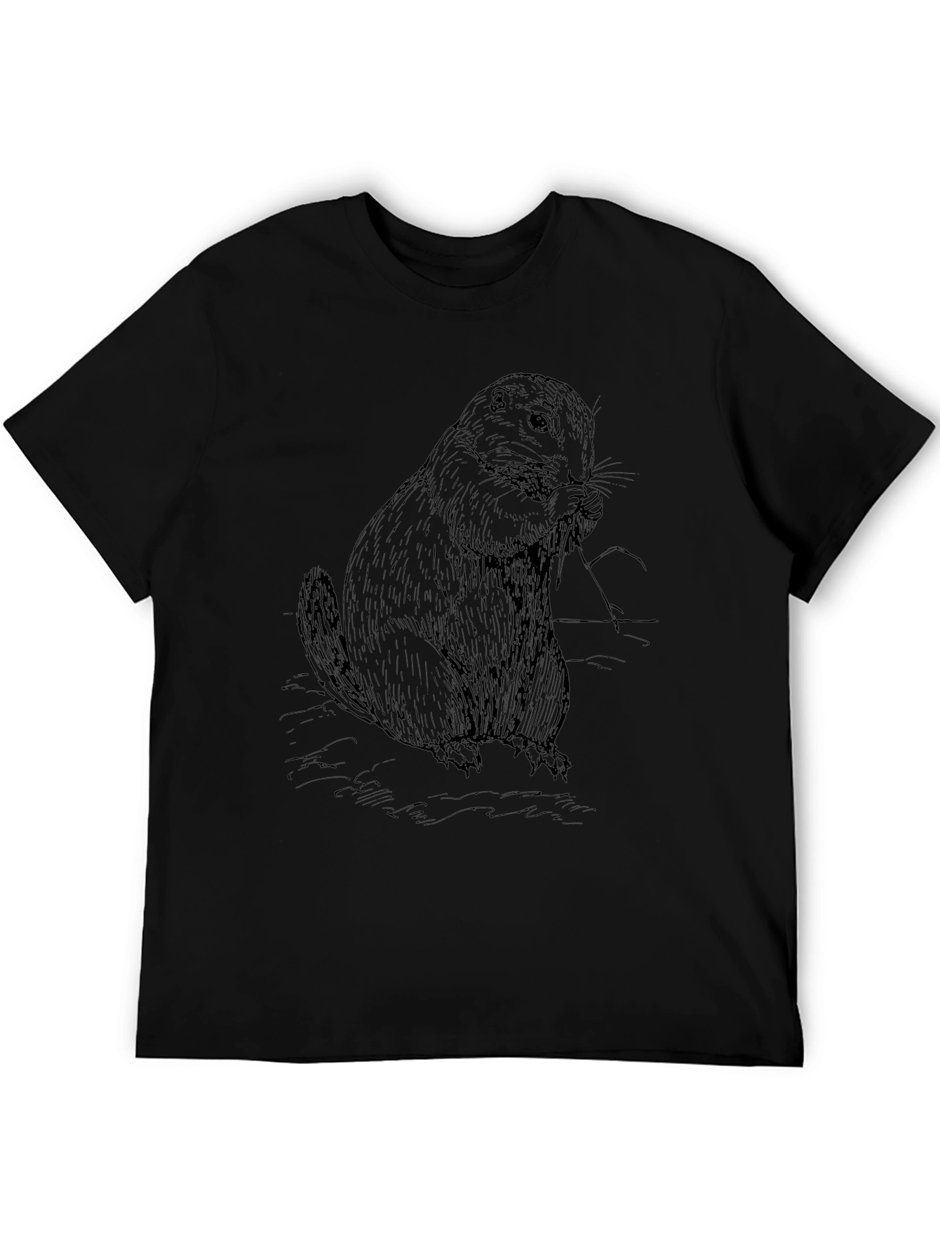 Mens Black Groundhog Graphic Tee