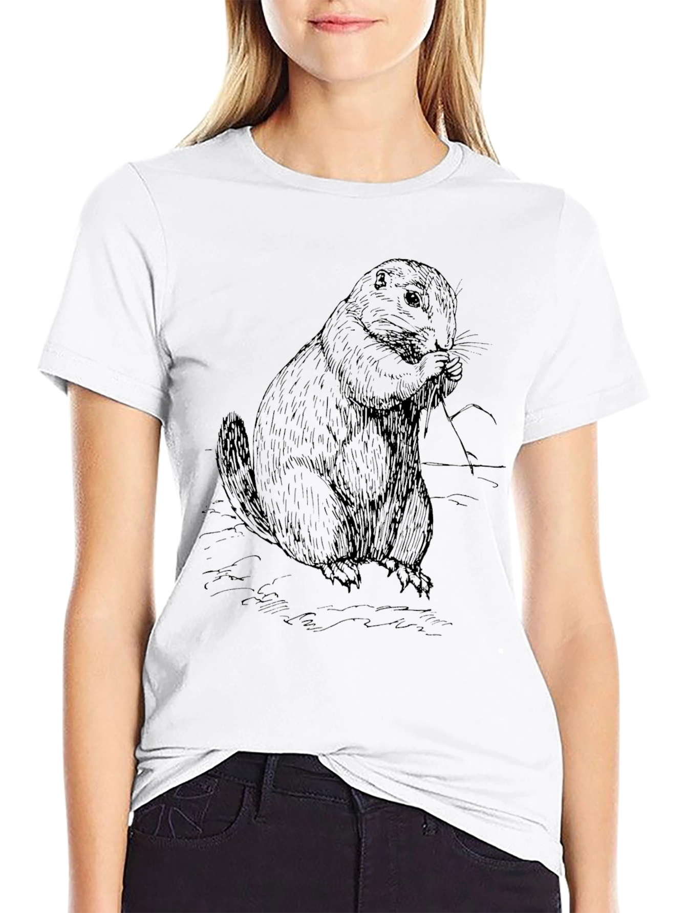 Mens Black Groundhog Graphic Tee