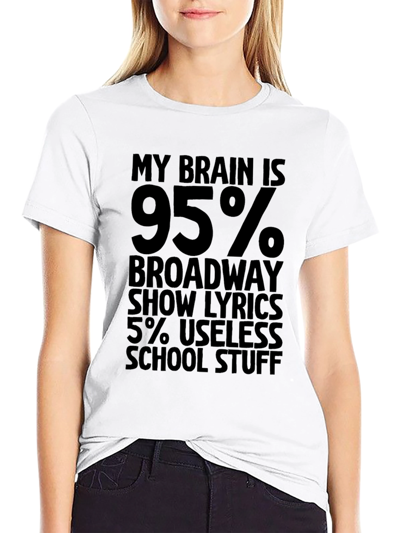 My Brain Is 95% Broadway Lyrics Funny Black T-Shirt