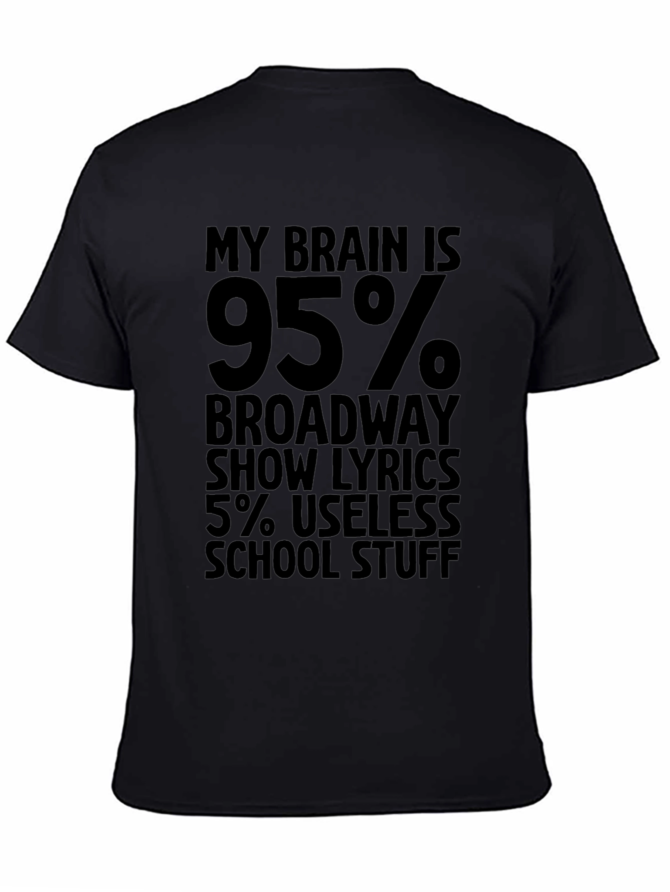 My Brain Is 95% Broadway Lyrics Funny Black T-Shirt
