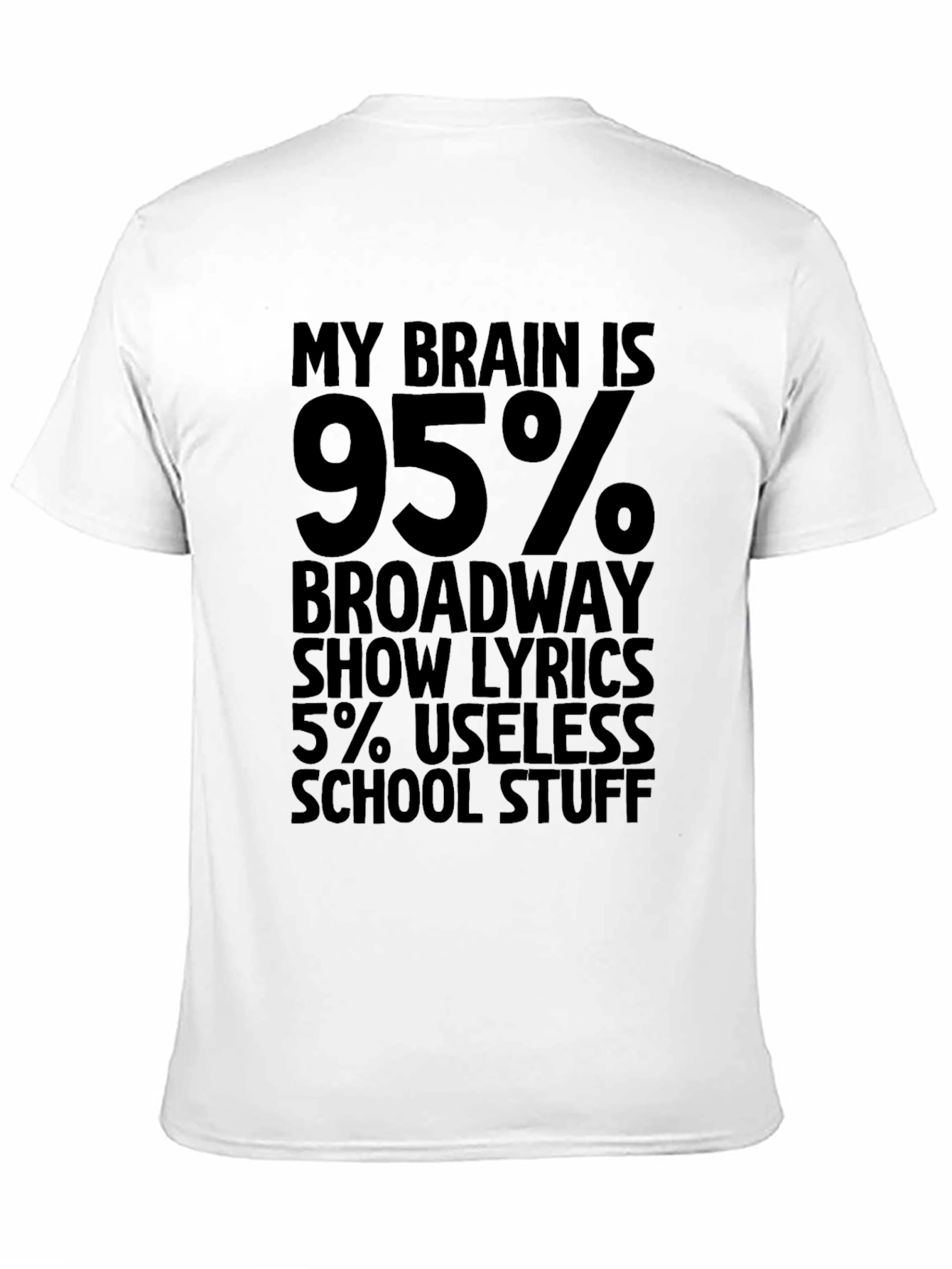 My Brain Is 95% Broadway Lyrics Funny Black T-Shirt