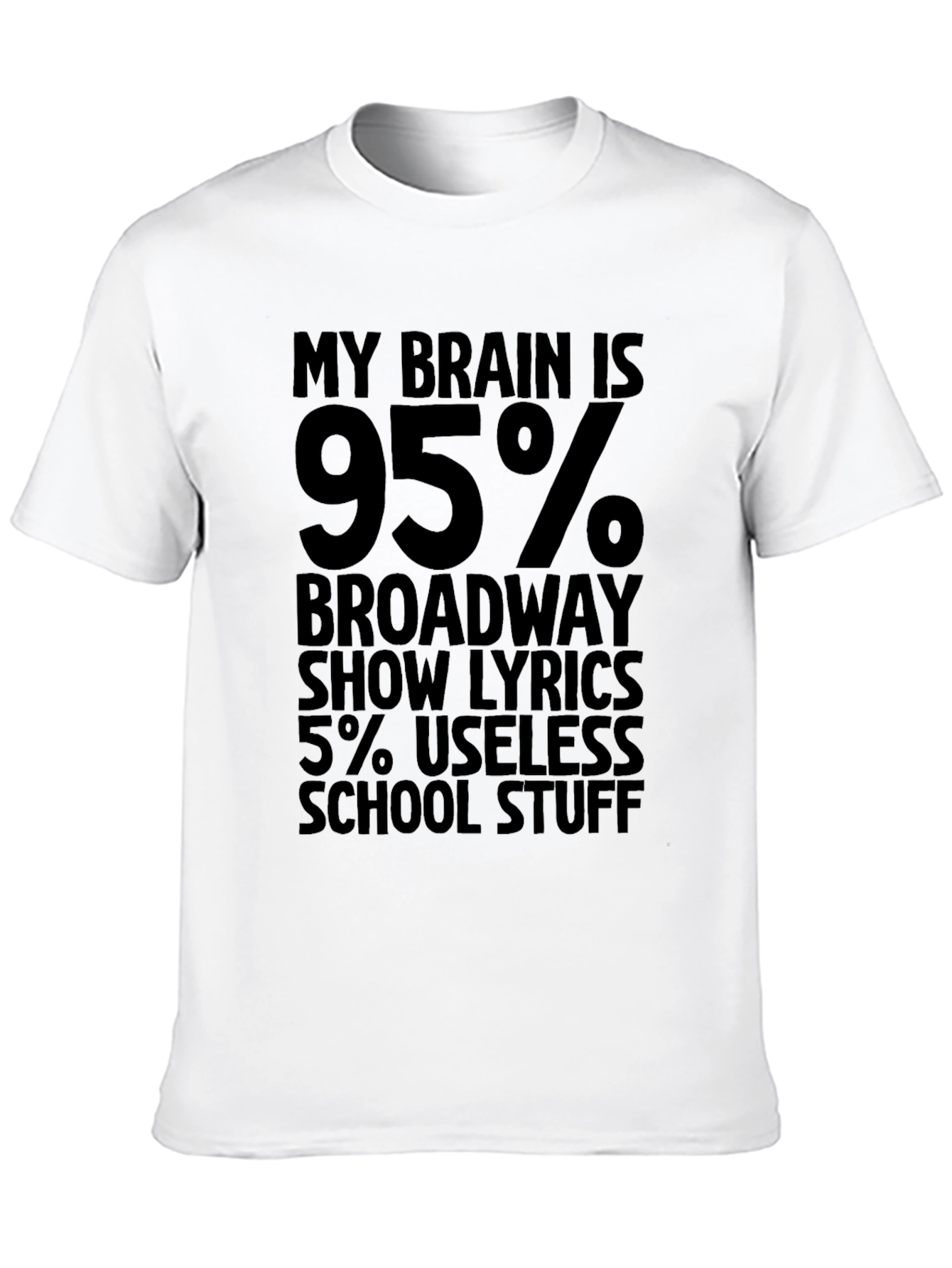My Brain Is 95% Broadway Lyrics Funny Black T-Shirt